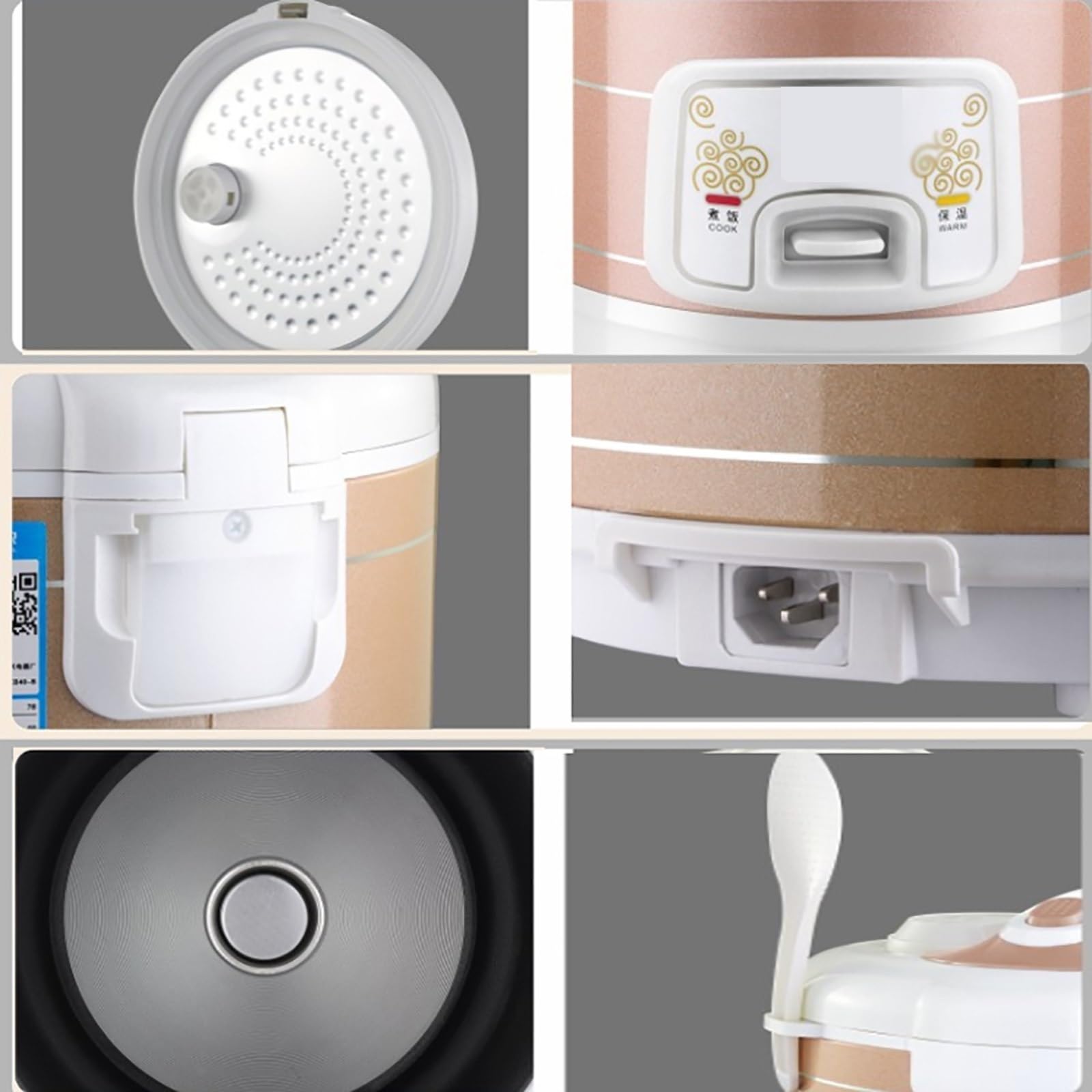 Cuociriso a Vapore (2-6L) per Uso Domestico, Antiaderente, Cottura con Un Solo Tasto e conservazione Automatica del Calore per 1-8 Persone, 220-240 V (6L)