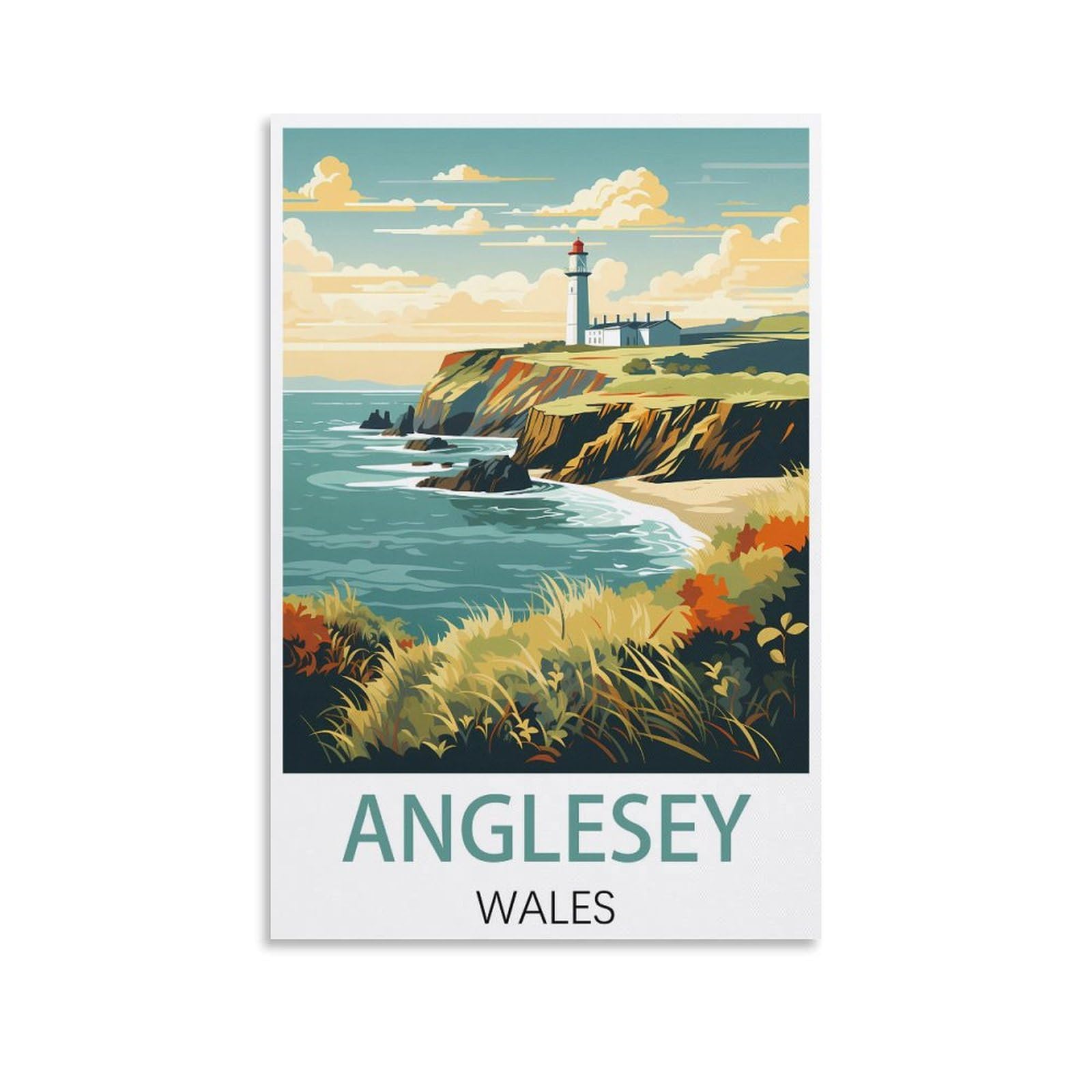 Zbbggoz Unframe-Style Anglesey Wales Vintage Travel Posters 08X12inch(20X30cm) Canvas Wall Posters And Art Picture Print Modern Family Bedroom Decor