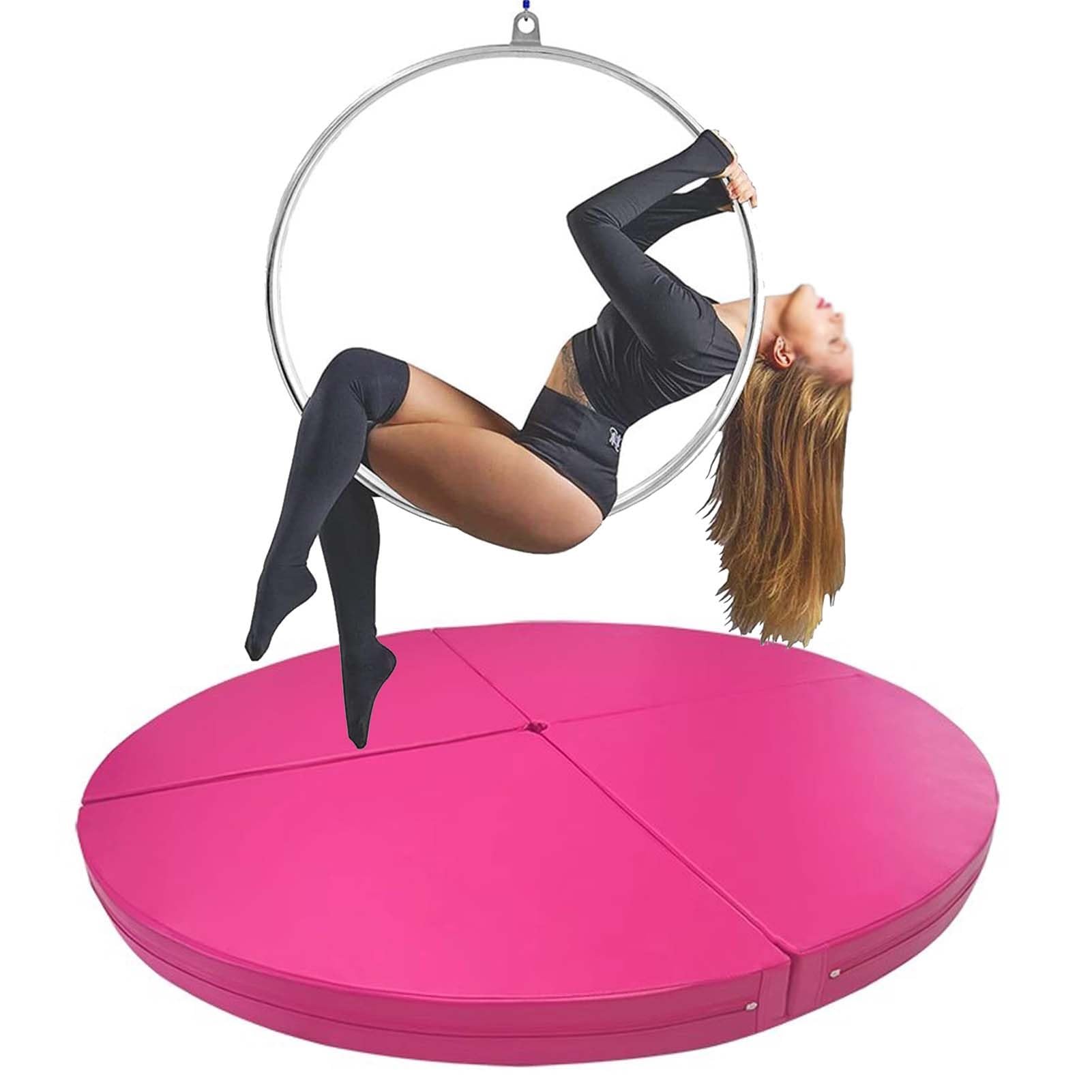 WJFTODAY Portable Aerial Hoop Crash Mat, Non-Slip Dance Fitness Pad, Foldable Stripper Pole Safety Cushion, Yoga Gym Floor Padding, Pink, 200cm x 3cm (78.7"x1.2")