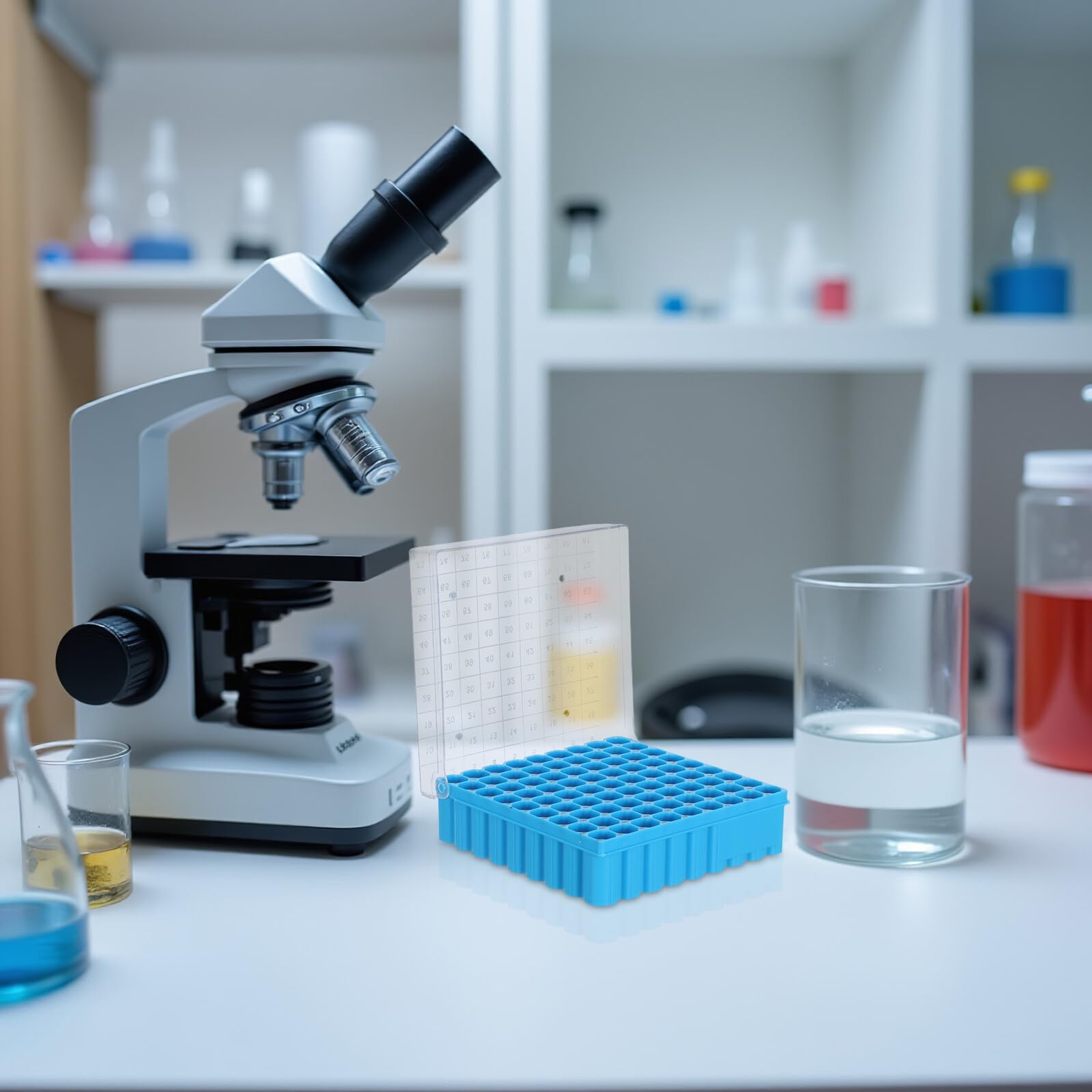 Cabilock Porta Provette in Plastica Blu 81 Pozzetti 1.8ml 2.0ml Laboratorio