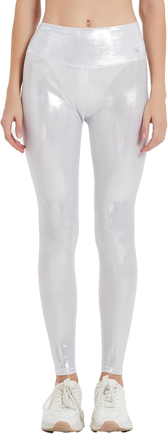 LEOHEX Womens Stretchy Lycra Leggings Pants Sexy Shiny High Waisted Tights