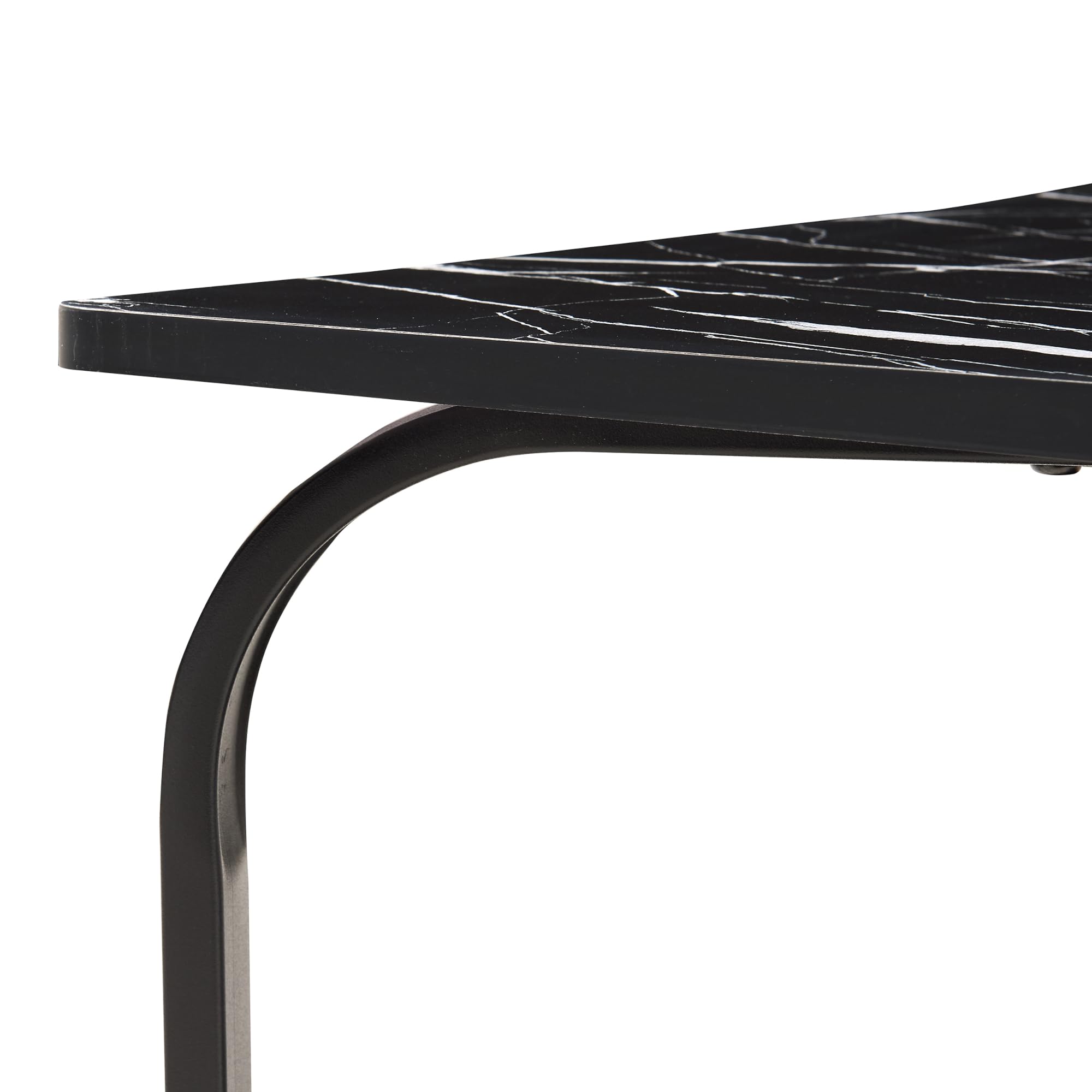 [en.casa] Table Basse de Salon avec Étagère Table d'Appoint avec Surface de Rangement Design Style Intemporel Plateau Rectangulaire MDF Acier 120 x 60 x 43 cm Effet Marbre Noir