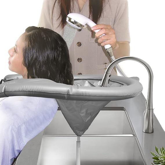 Portable Shampoo Bowl Inflatable Hair Washing Tray for Sink Home, Salon