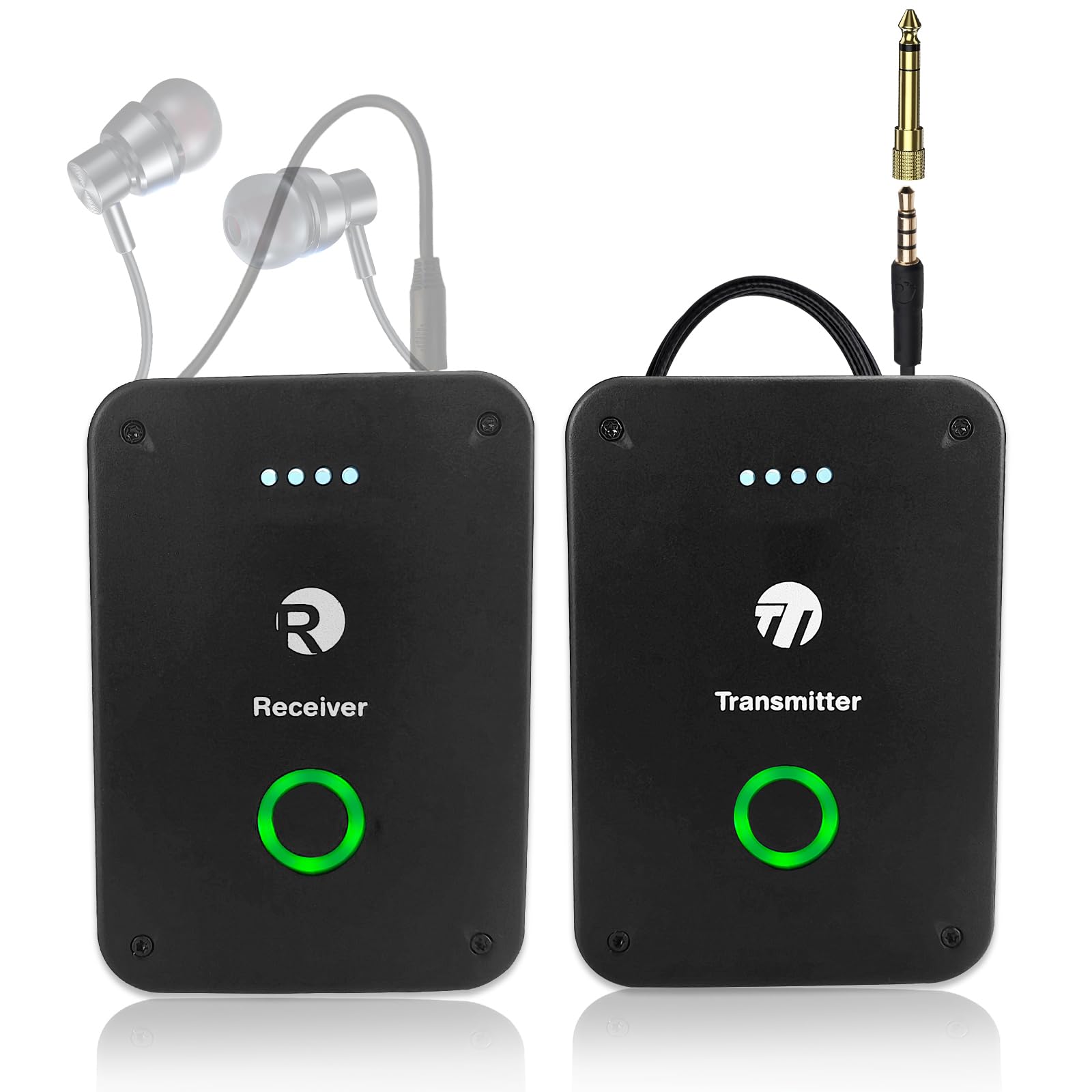 In-Ear Monitoring Kopfhörer, Kabelloses 2.4G Stereo Mono/Stereo IEM-System, Wireless In-Ear Monitor System Earphone mit Sender & Empfänger für Studio Live-Auftritt und Bandproben