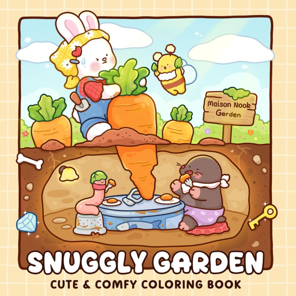 Snuggly Garden: A Coloring Book for Adults and Teens Featuring Cozy Animal Friends and Bug Characters in Daily Nature Moments for Relaxation