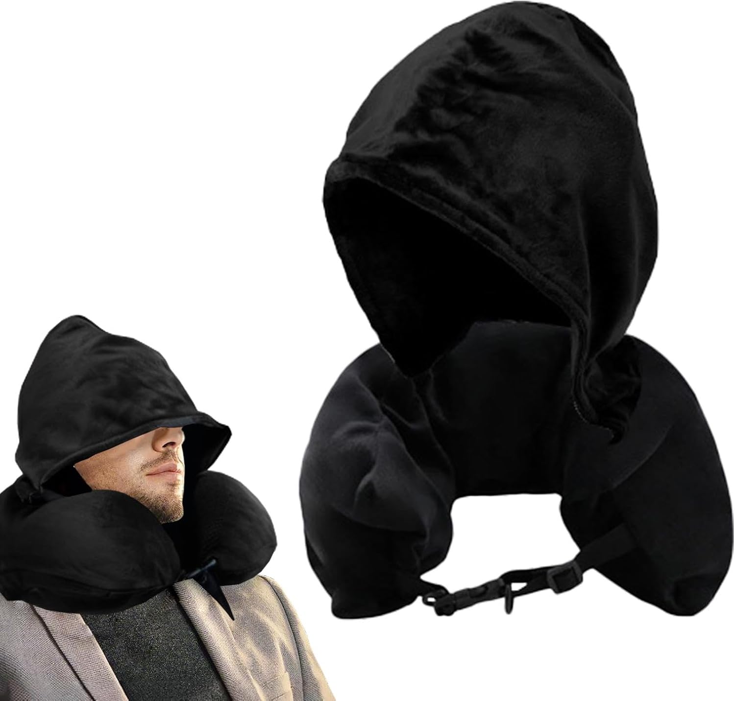 Oreiller rembourré pour le cou – Coussin rembourré pour le cou de voyage avec capuche | Sac de rangement pour oreillers pour le cou, plein Oreiller rembourré pour le cou – Coussin rembourré pour le cou de voyage avec capuche | Sac de rangement pour oreillers pour le cou, plein