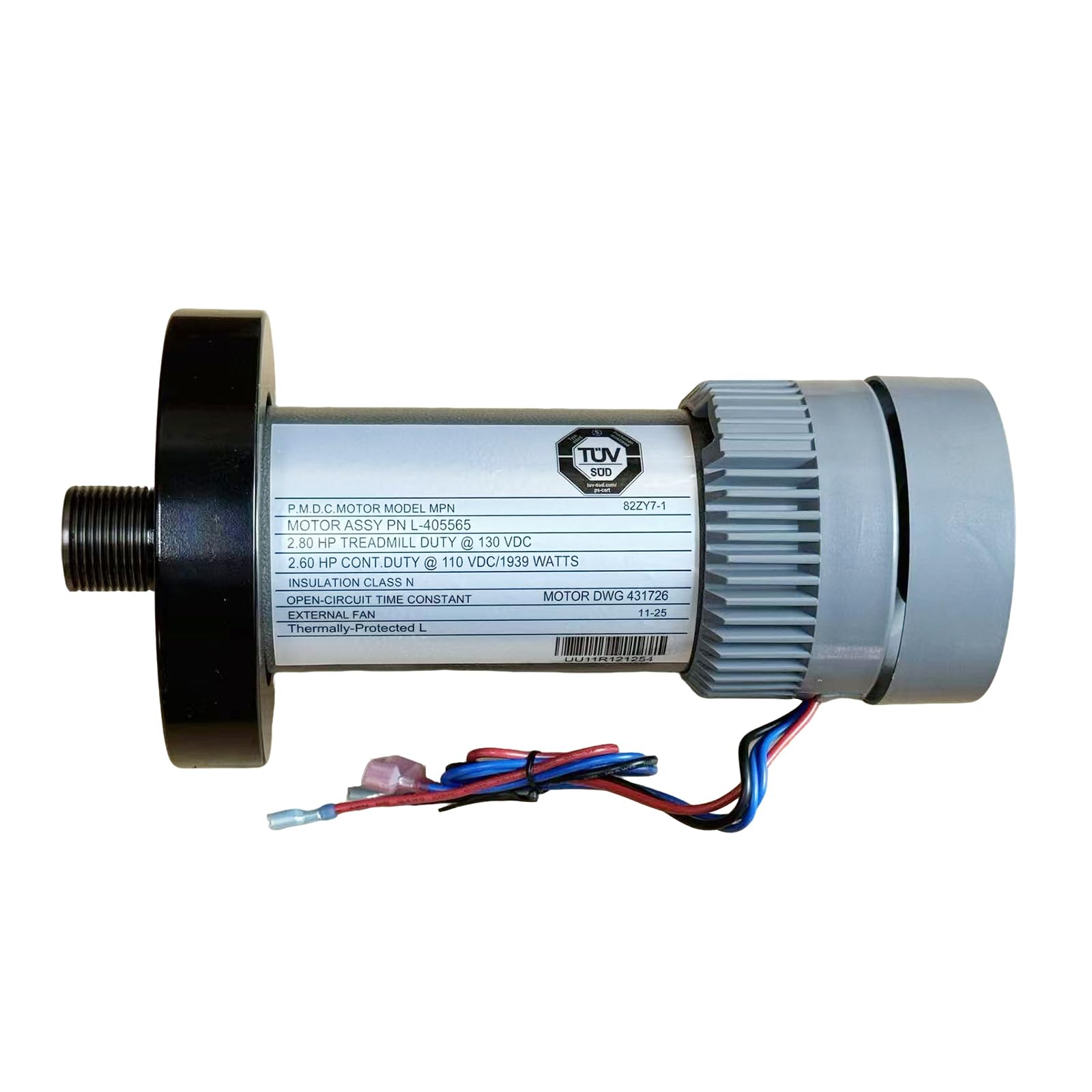 Treadmill DC Drive Motor with Flywheel, 2.80 HP 130V DC 1939W