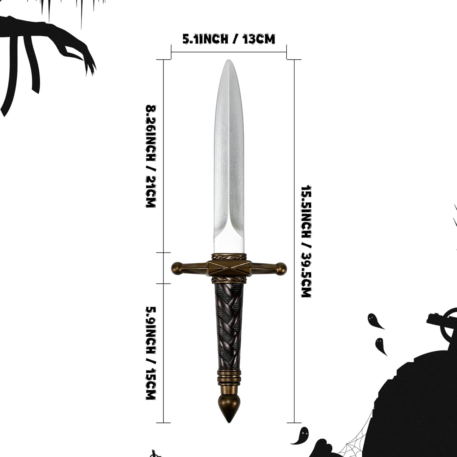 DAYSTART PU Foam Dagger Prop, Non-Functional Costume Dagger with Plastic Core for Adult Cosplay - Image 5