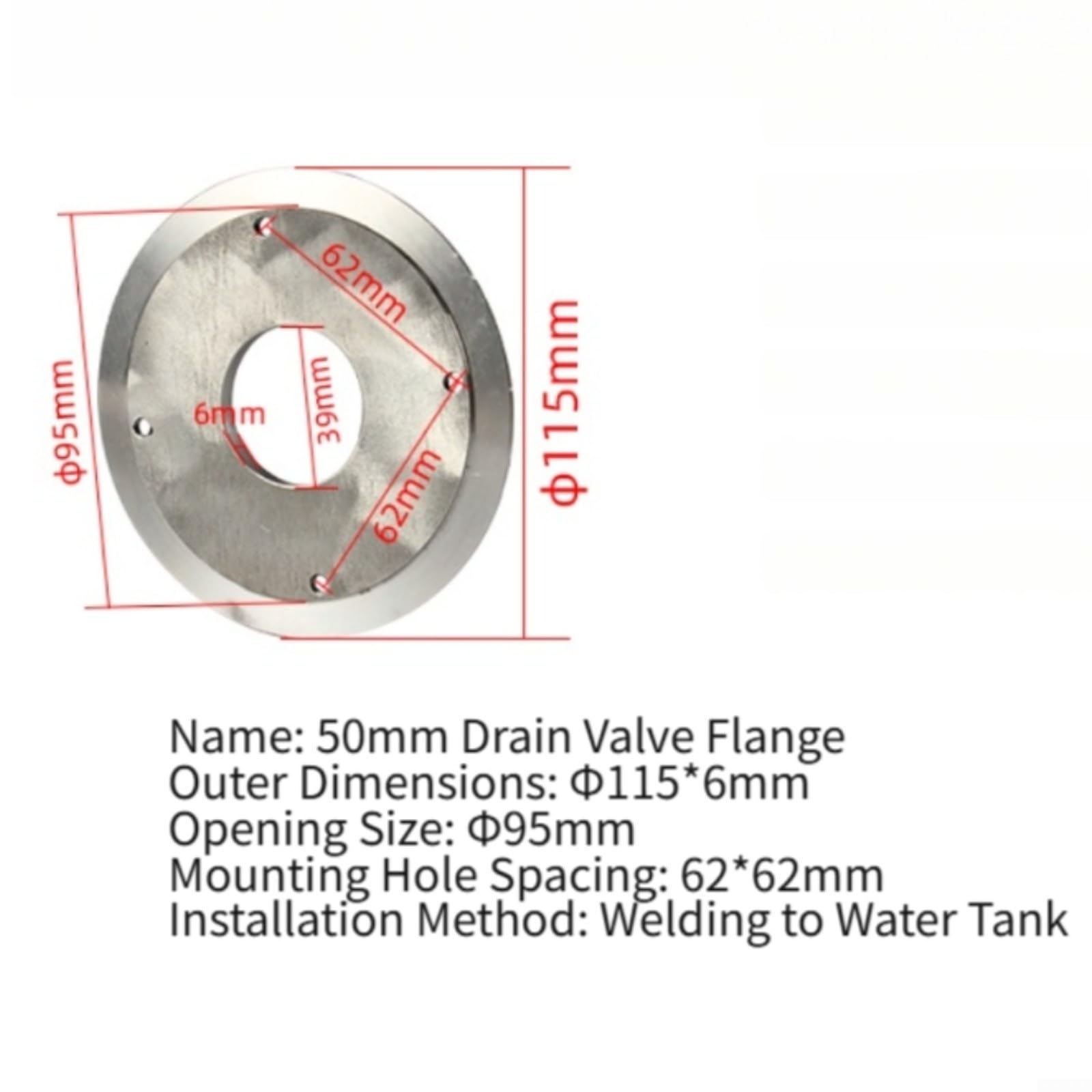 Valvola di scarico per camper e camper, valvola di scarico RV in plastica ABS con cavo di trazione e flangia, 50 mm/63 mm/75 mm, tenuta densa, montaggio facile (cavo di trazione da 2 m)