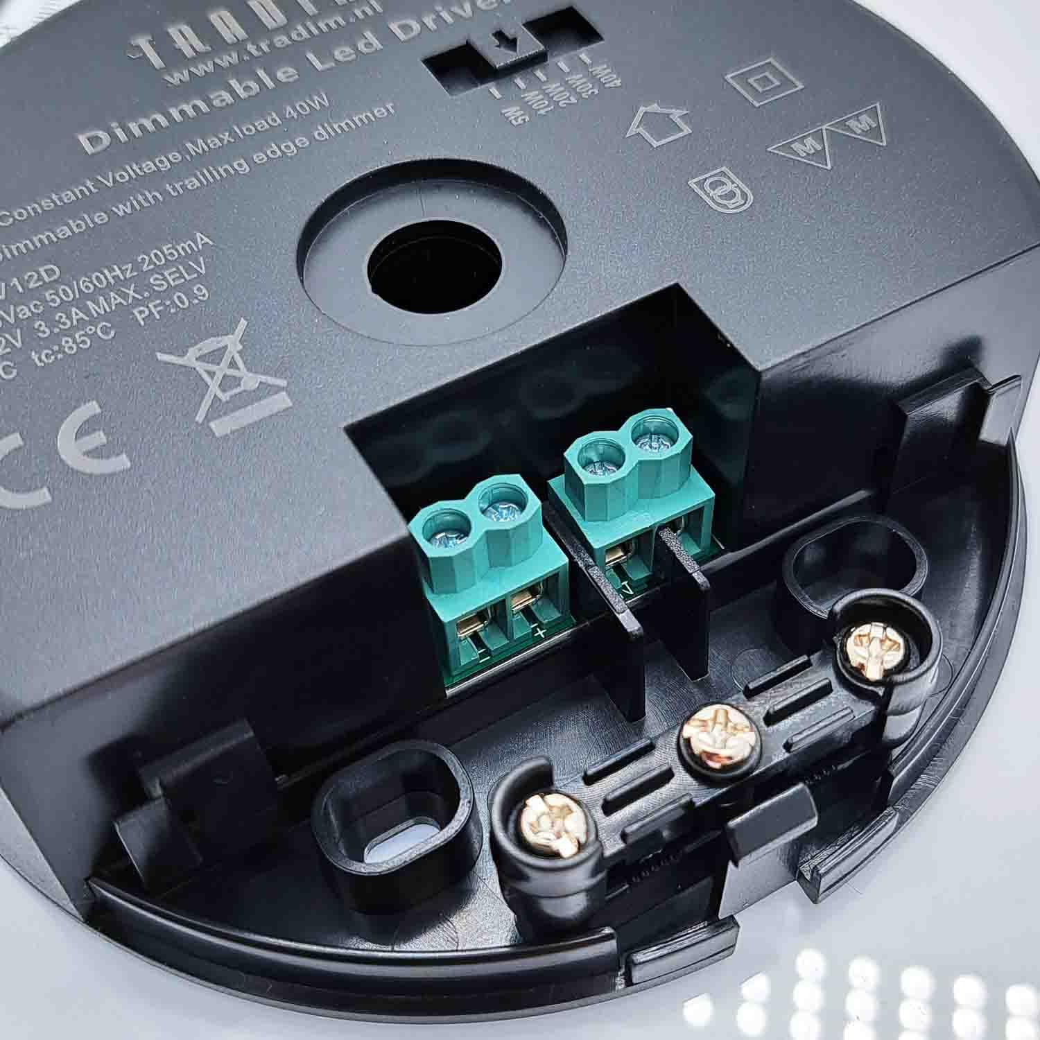 LED Treiber 5-40W Dimmbar 12V/230V NV Rund Ø105mm Einbau-Trafo Transformator LD40CV12D