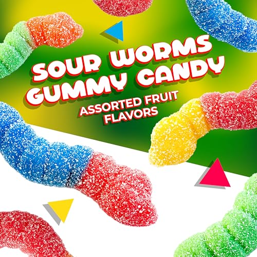 Sour Gummy Worms Candy, Fruit Flavored Halloween Gummies, 1 Lb Bag | Halloween Candy, Classic Gummy Candy - image 3