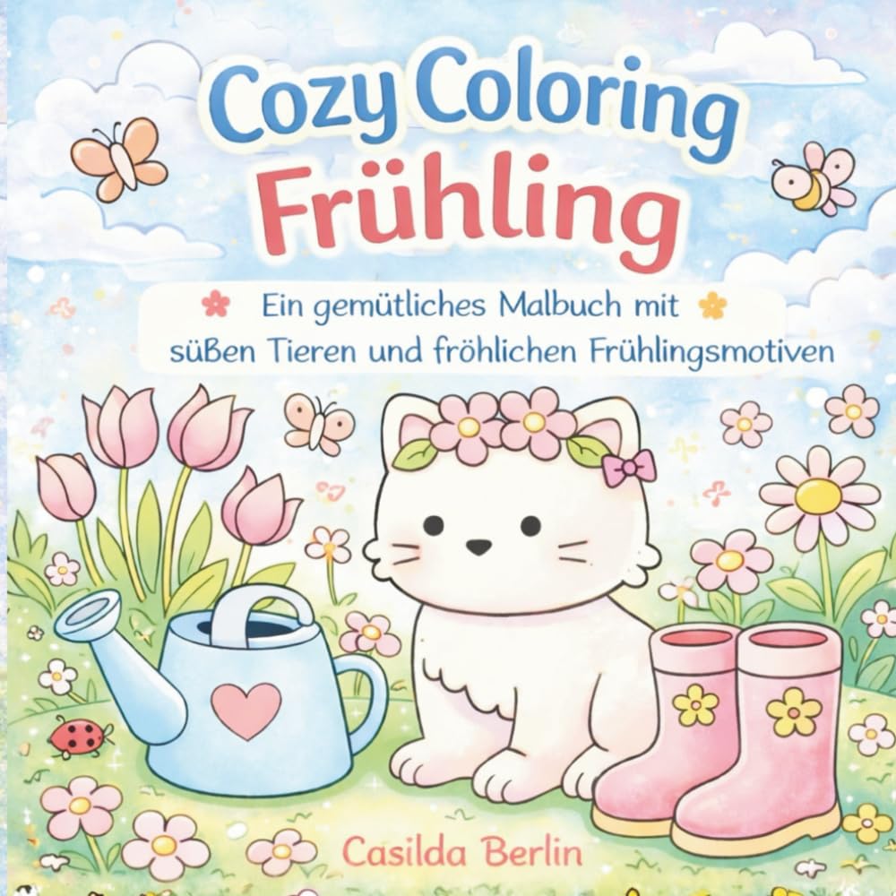 Cozy Coloring Frühling: Ein gemütliches Malbuch mit süßen Tieren und fröhlichen Frühlingsmotiven