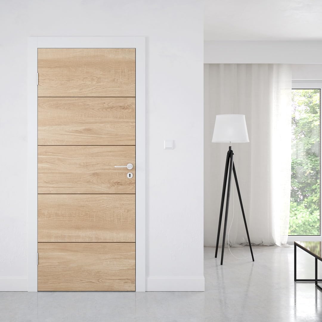 Sticker Porte Rainurée Bois Chêne 204 x 73 cm