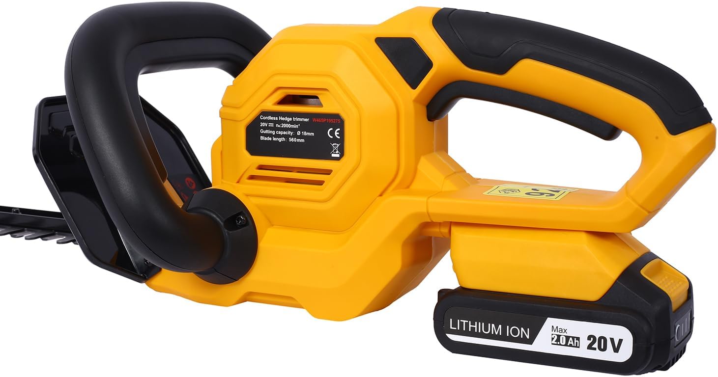 20V Cordless Hedge Trimmer, 22 Inch Steel Blade, Reduced Vibration, Battery and Charger Included