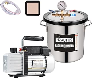 3 Gallon Tempered Glass Lid Vacuum Chamber with 4CFM 1/4HP Single Stage Vacuum Pump, Without Oil, Perfect for Stabilizing Wood, Degassing Silicones, Epoxies and Essential Oil