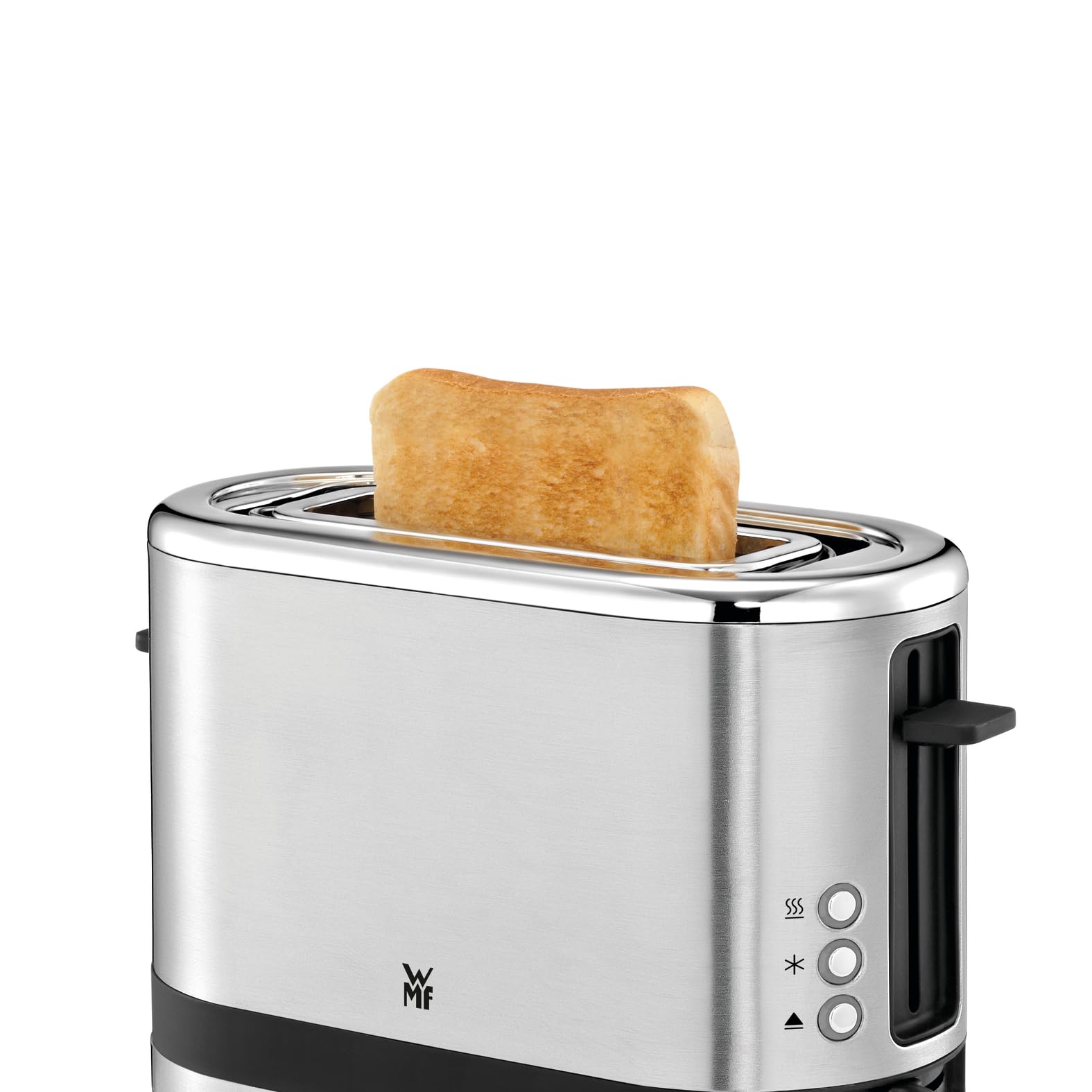 WMF Küchenminis 1-Scheiben Toaster Langschlitz XXl-Toast, Mini Toaster mit Brötchenaufsatz 7 Bräunungsstufen Überhitzungsschutz 600W Edelstahl matt