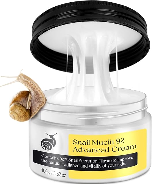 Snail Mucin 92% Cream, Daily Face Moisturizer with Snail Secretion Filtrate, All Skin Types Skin Care 3.52 oz