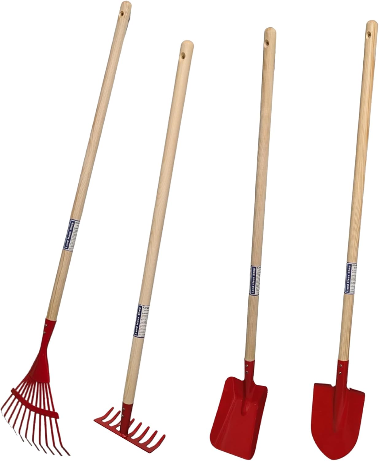 Children's Garden Tools Set Broom Rake Rake Shovel Garden Tools Toy (Set of 4 Red)