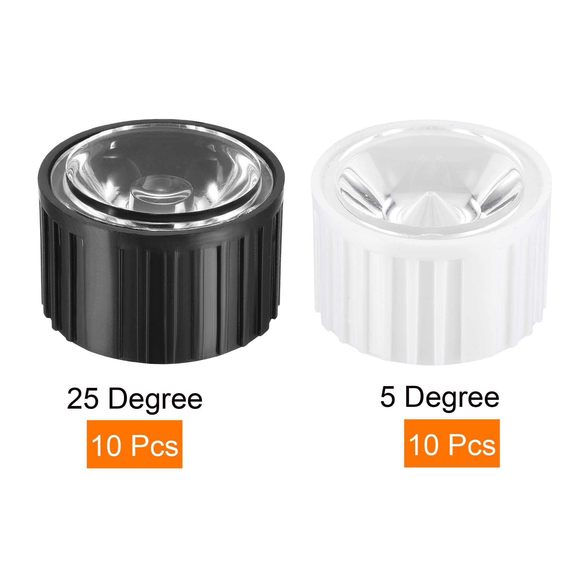 QUARKZMAN LED Obiettivo Ottico Vetro 25 Grado 5 Grado con Supporto per 1W 3W Alta Potenza LED Luce, Nero Bianco 20pz