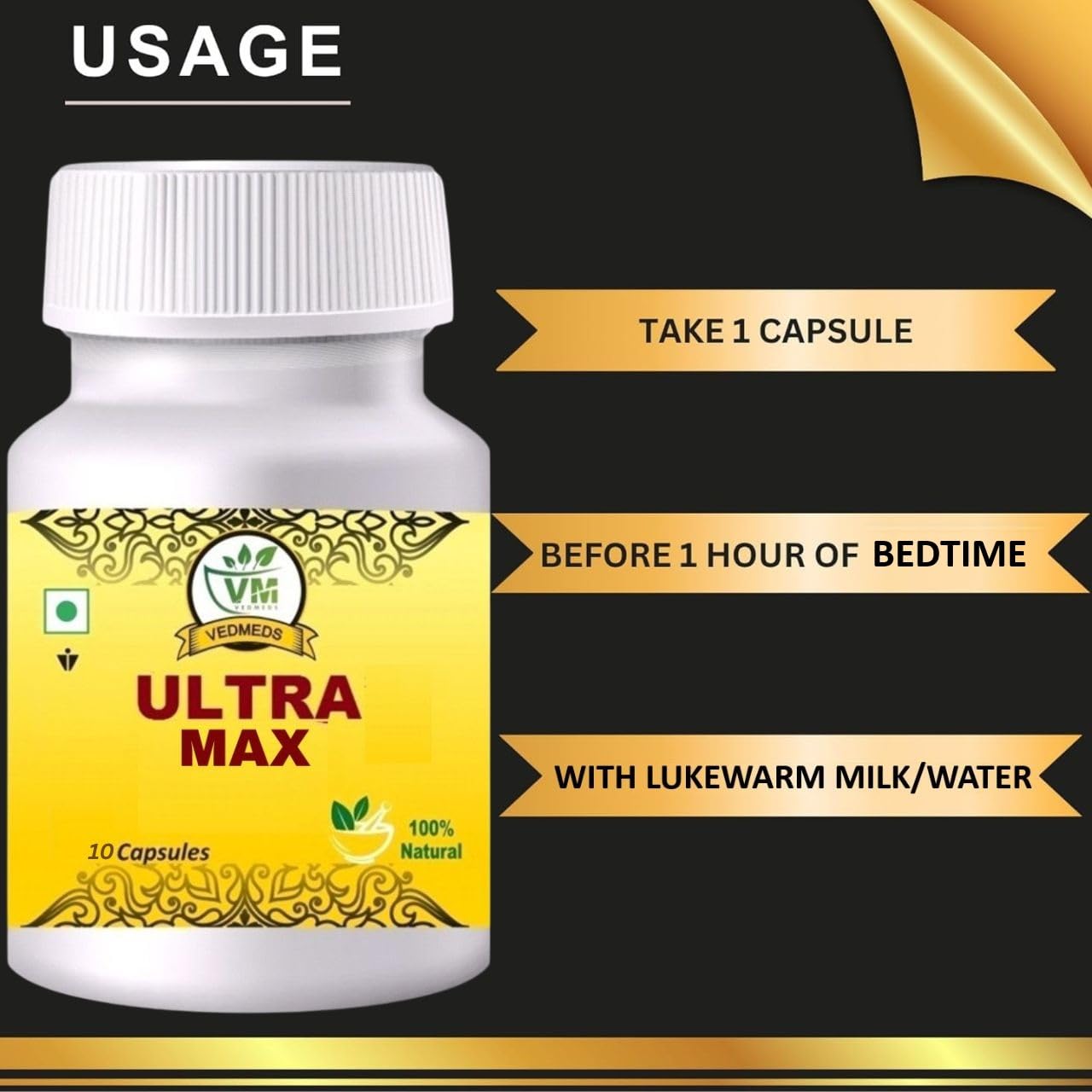 Ultra Max Capsule for Men | 9 Special Herbs | Energy & Vitality Formula | Traditional Ayurvedic Supplement (10 Capsules) — Amazon image 5