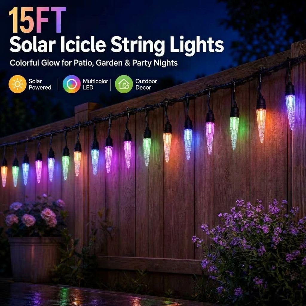 Wallsky 15FT Solar String Lights Outdoor Waterproof Solar & USB Powered image 2