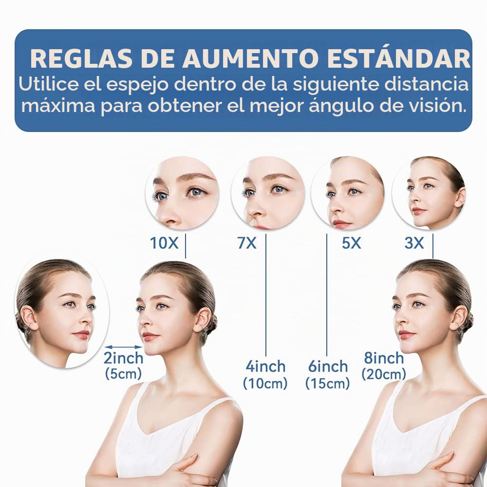 DowryEspejo cosmético con iluminación para pared, dorado con aumento 1X/7X, giratorio 360°, aumento ampliado con luz para baño, hotel, spa