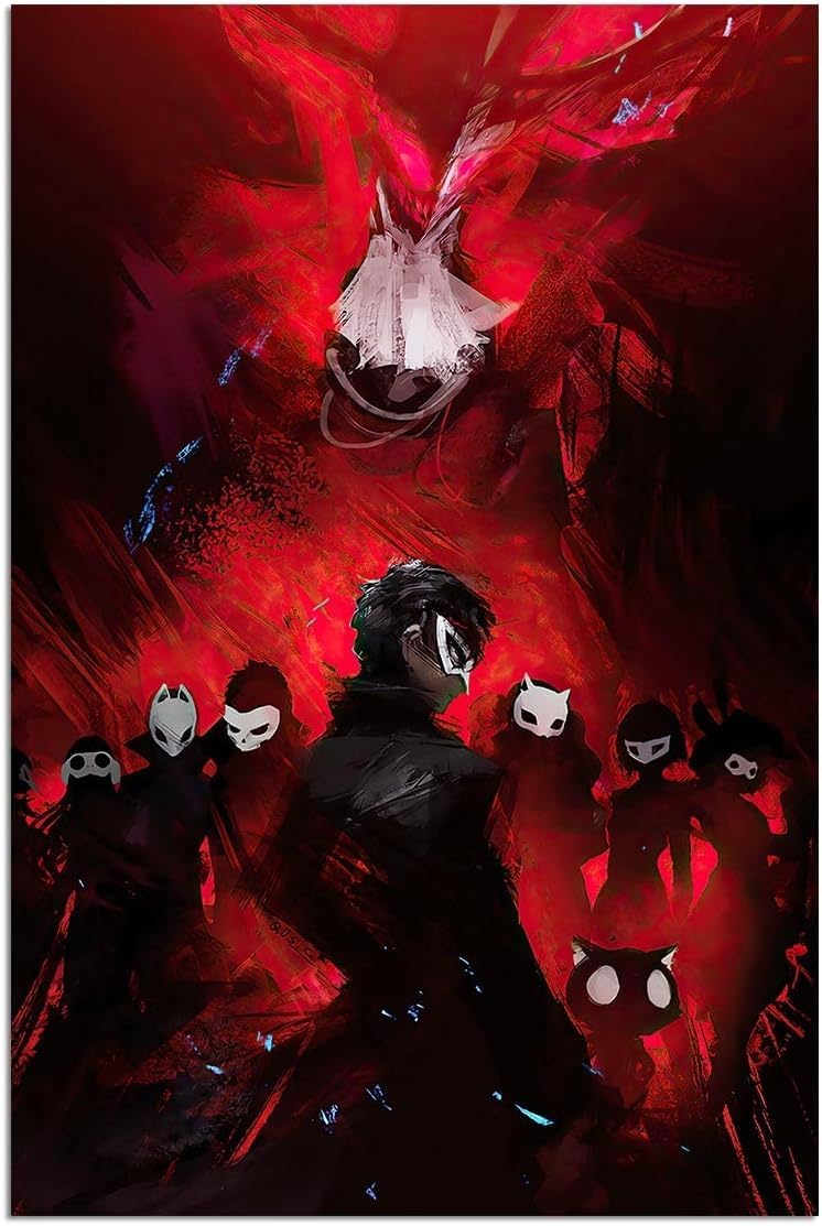 LHTL Persona 5 Poster,Persona 5 Figure,Persona 5 Manga Canvas Wall Art For Living Room Decor For Bedroom Anime Posters Posters For Men Fall Wall Decor Home Wall Decor Dorm Decor Frameless 12x18in 1pc
