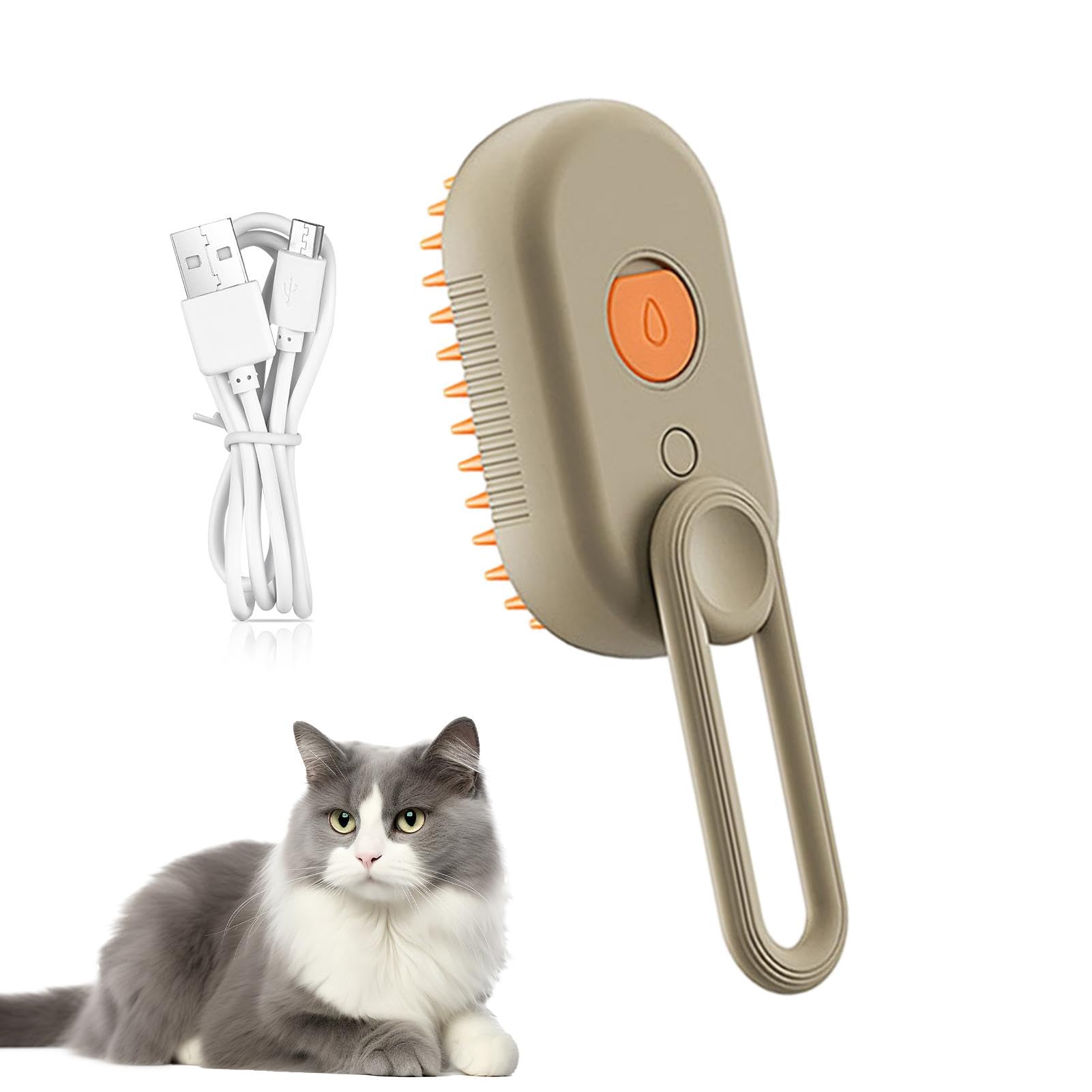Cepillo de vapor para gatos, cepillo de vapor para gatos, cepillo de pelo | de gato con pulverización eléctrica, cepillo de aseo multifuncional 3 en 1 para gatos, cepillo de vapor para mascotas