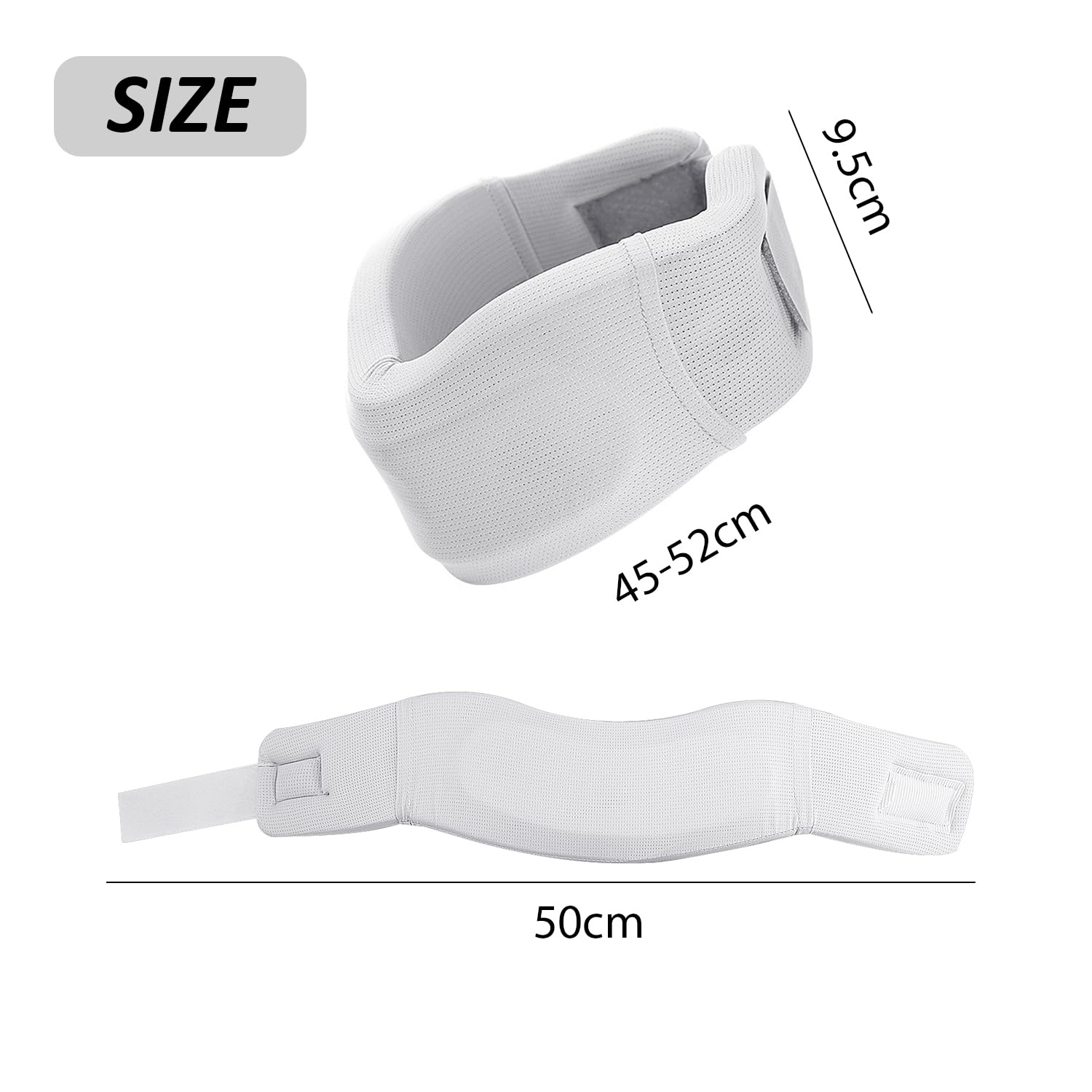 KRYMSON 1 collier en soie glacée, 1 housse de rechange pour correction du cou, support de cou réglable, anti-ronflement, masseur de cou, appui-tête de bureau, gris