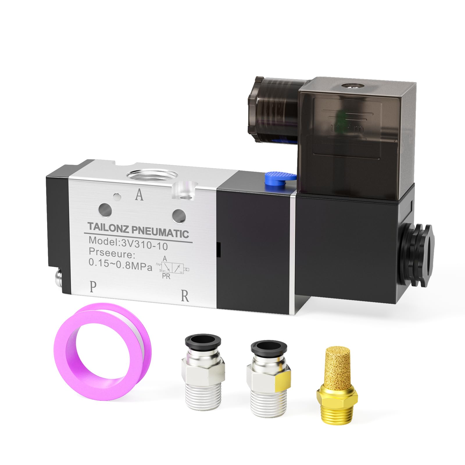 TAILONZ 3/8"NPT DC12V Solenoid Valve 2Position 3Way Junction Box 3V310-10