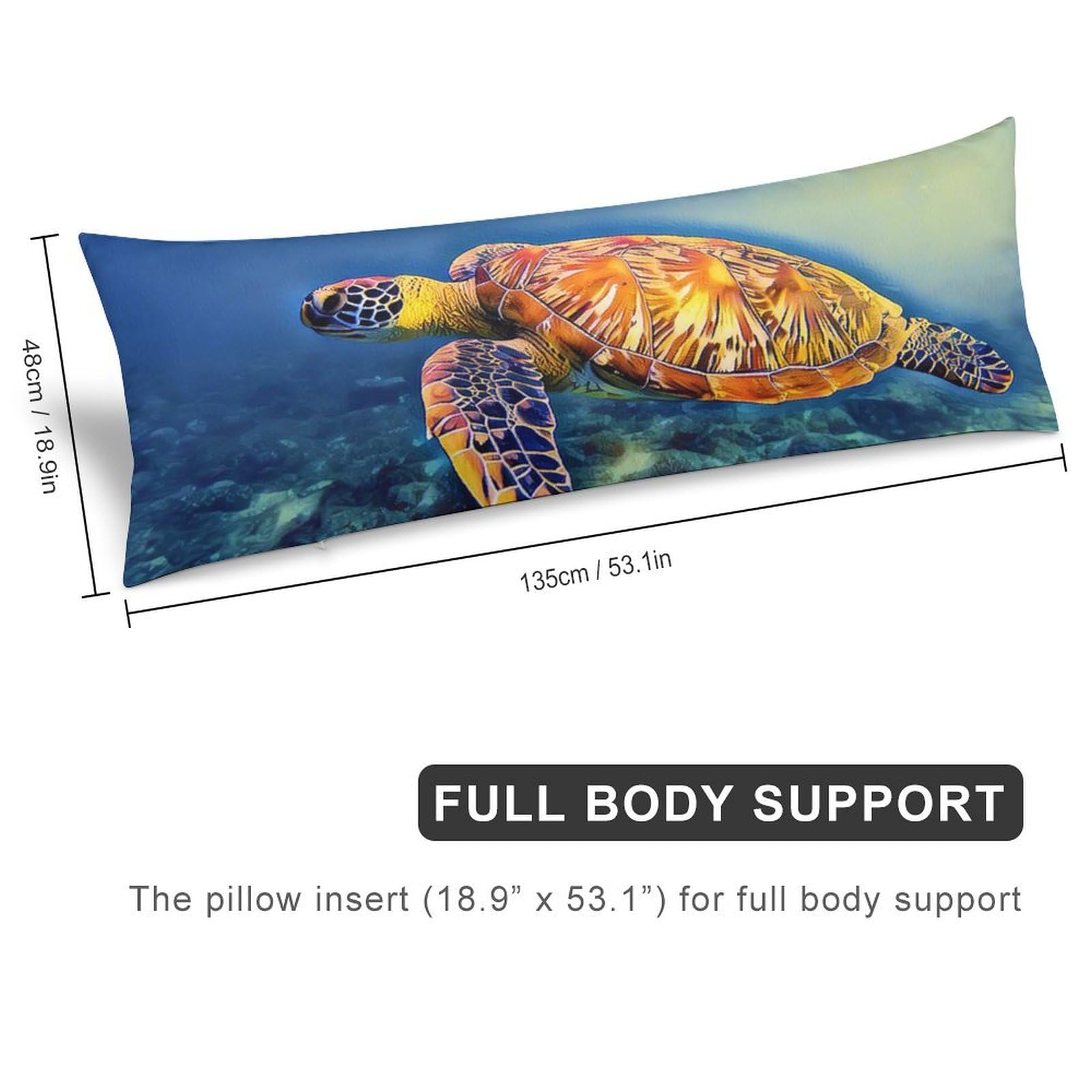 Sea Turtle in Blue Sea Water Body Pillow Cover Lightweight Long Pillow Case for Cushion Sofa Living Room Bed 20