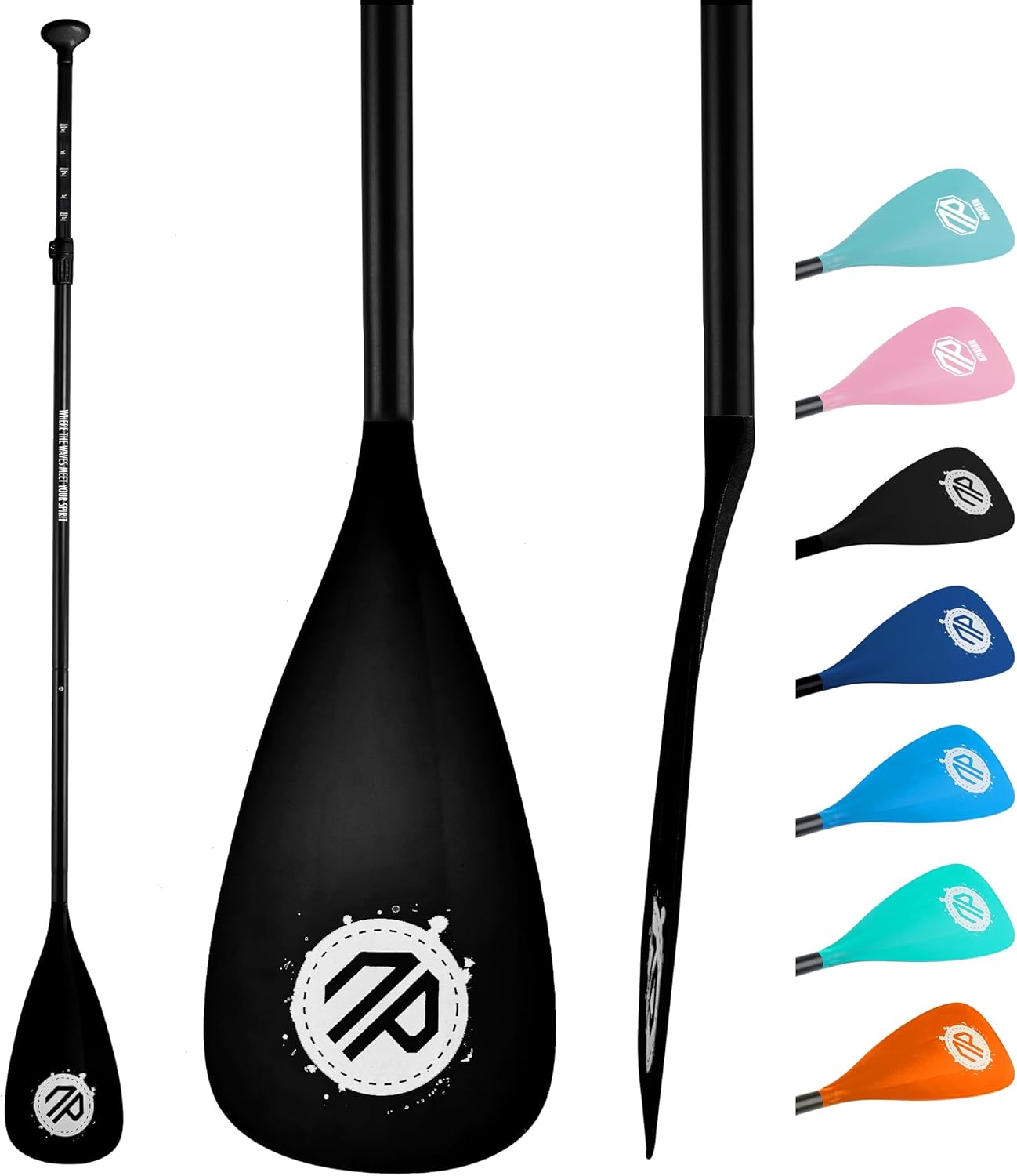 niphean Sup Paddle, 3&4-Piece Detachable Floating Paddle Board Paddles, Adjustable Kayak Paddle, Durable Oars Black SUP Paddle