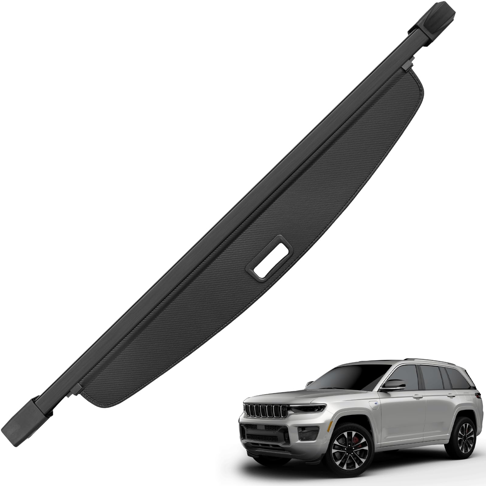 Trunk Cargo Cover for Jeep Grand Cherokee(2 Row;WL) 4XE 2022-2026,Anti-Peeping Retractable Cargo Cover for Security Shade,Privacy Screen with Carbon Fiber Texture,Grand Cherokee Accessories