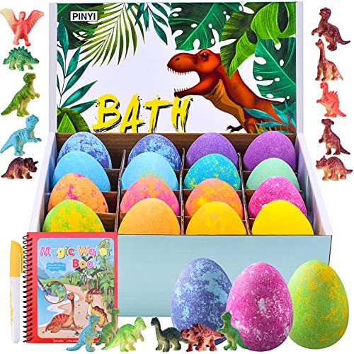 Bath Bombs for Kids - Bath Bombs Gift Set 16 Kids Bath Bombs with Dino Toys Inside Surprise, Gifts for Girls Boys, Gentle Safe Kids Bubble Bath Fizzies