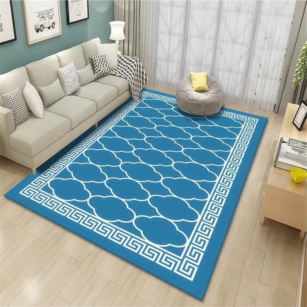 Tapis de salon bleu marine maille minimaliste 50x80cm pour cuisine et entrée durable