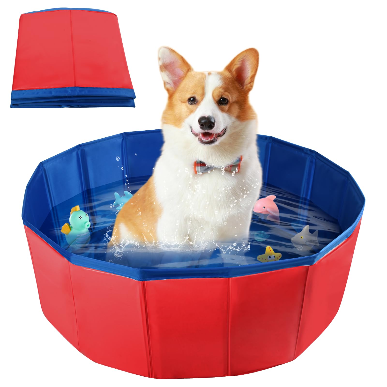 LQTSLFM Piscina Gatos, Piscina Perros y Gatos, Piscinas Plegable Gatos, Piscinas para Animal, Piscin para Gatos &Perros Pueden Jugar en el Agua, Bañarse y Descansar (50x10cm-RojoB) — view 15