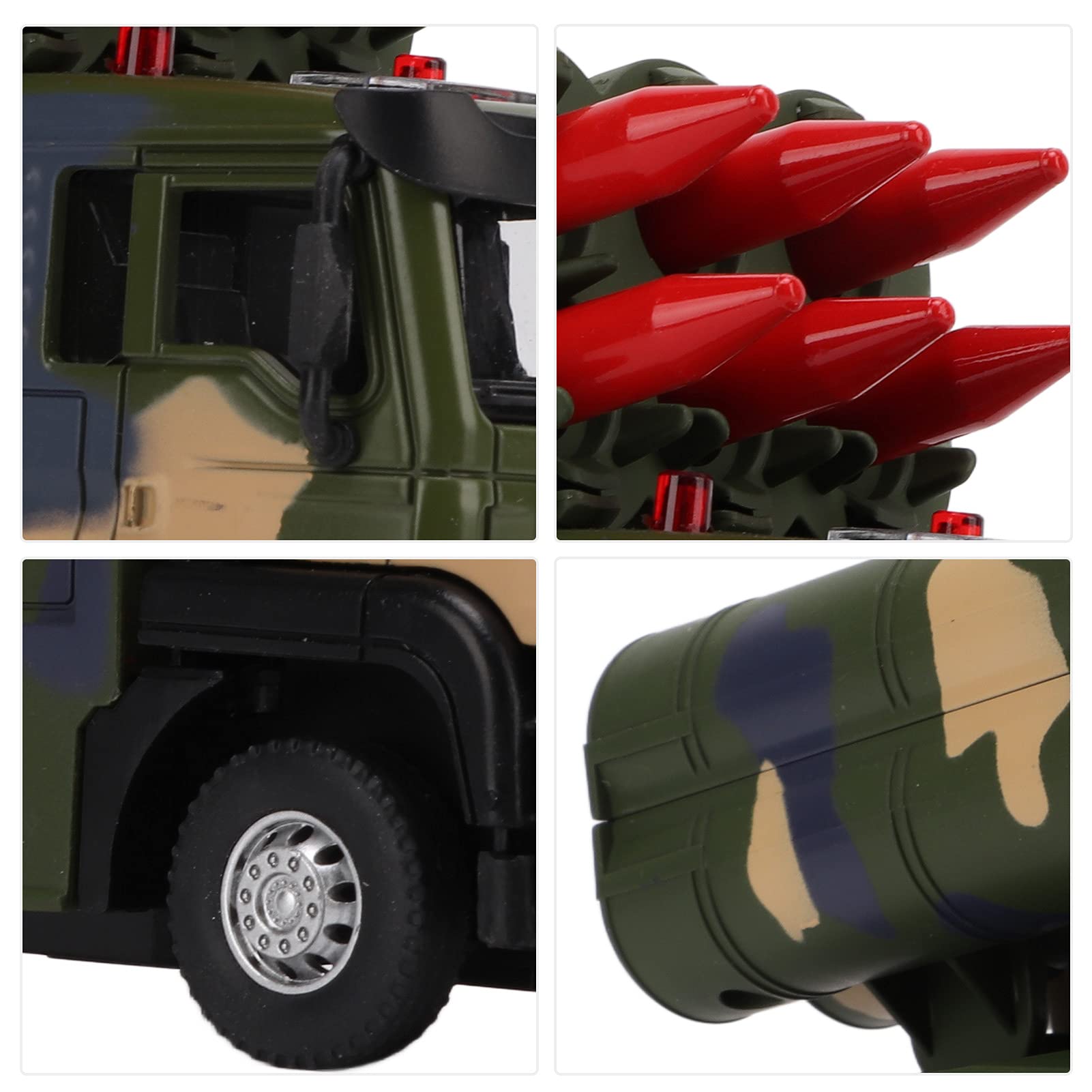 Dilwe Modello di Veicolo Militare a Razzo 1/50, Lancio di Razzi Sollevabile, Alluminio Premium + ABS, Auto Giocattolo a Razzo a Trazione Posteriore con Suono e LED, di Decorazione
