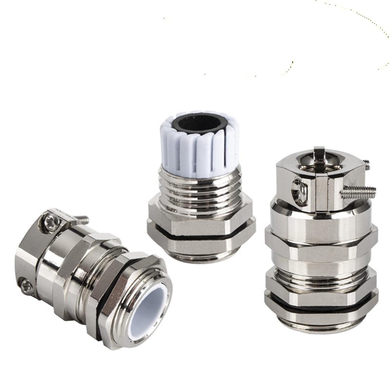 5 uds prensaestopas de Cable impermeables de doble bloqueo de latón niquelado | Conector de cable de sujeción doble métrico IP68, alivio de tensión reforzado(PG42((FOR 32-38mm))