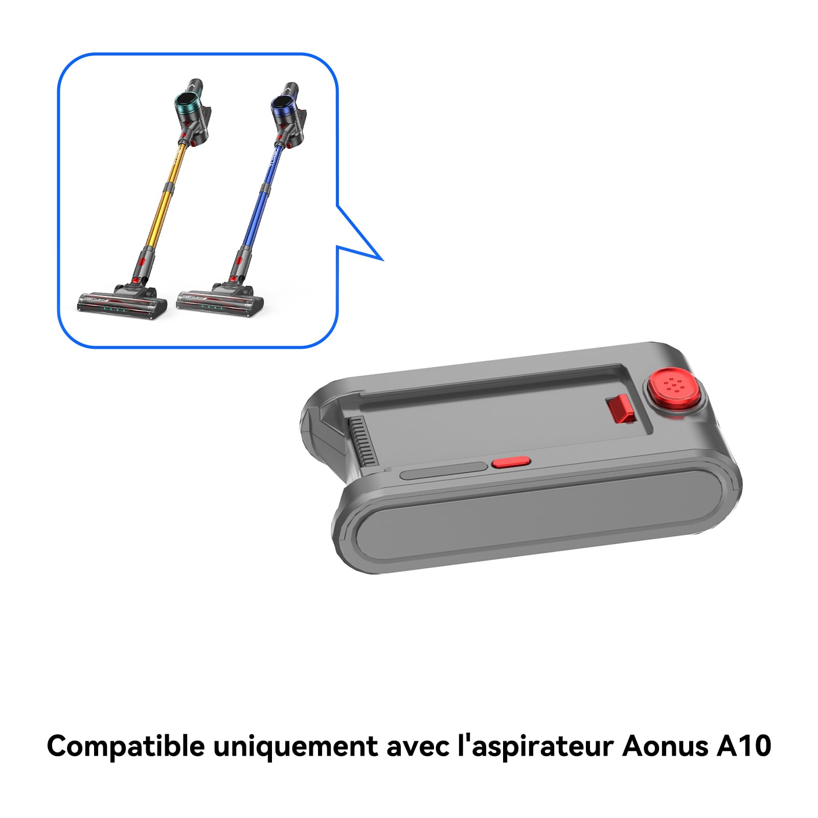Aonus Batterie (rechargeable et remplaçable) – Capacité 57 Wh / 7 cellules de 2200 mAh pour aspirateur sans fil