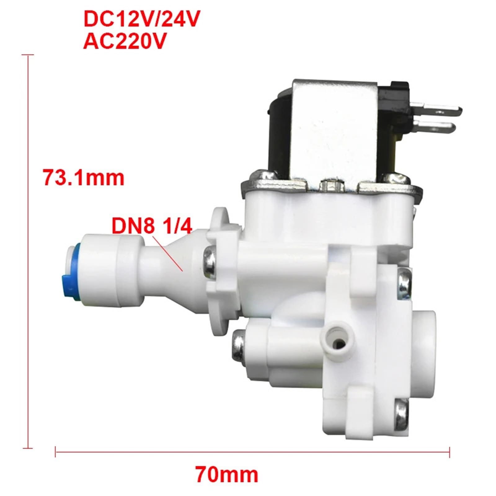 Válvula Solenoide, válvula de agua plástico, inodoro inteligente, reductora presión, Reguladora DN8 1/4 "DC12/24V AC220V(DC12V)