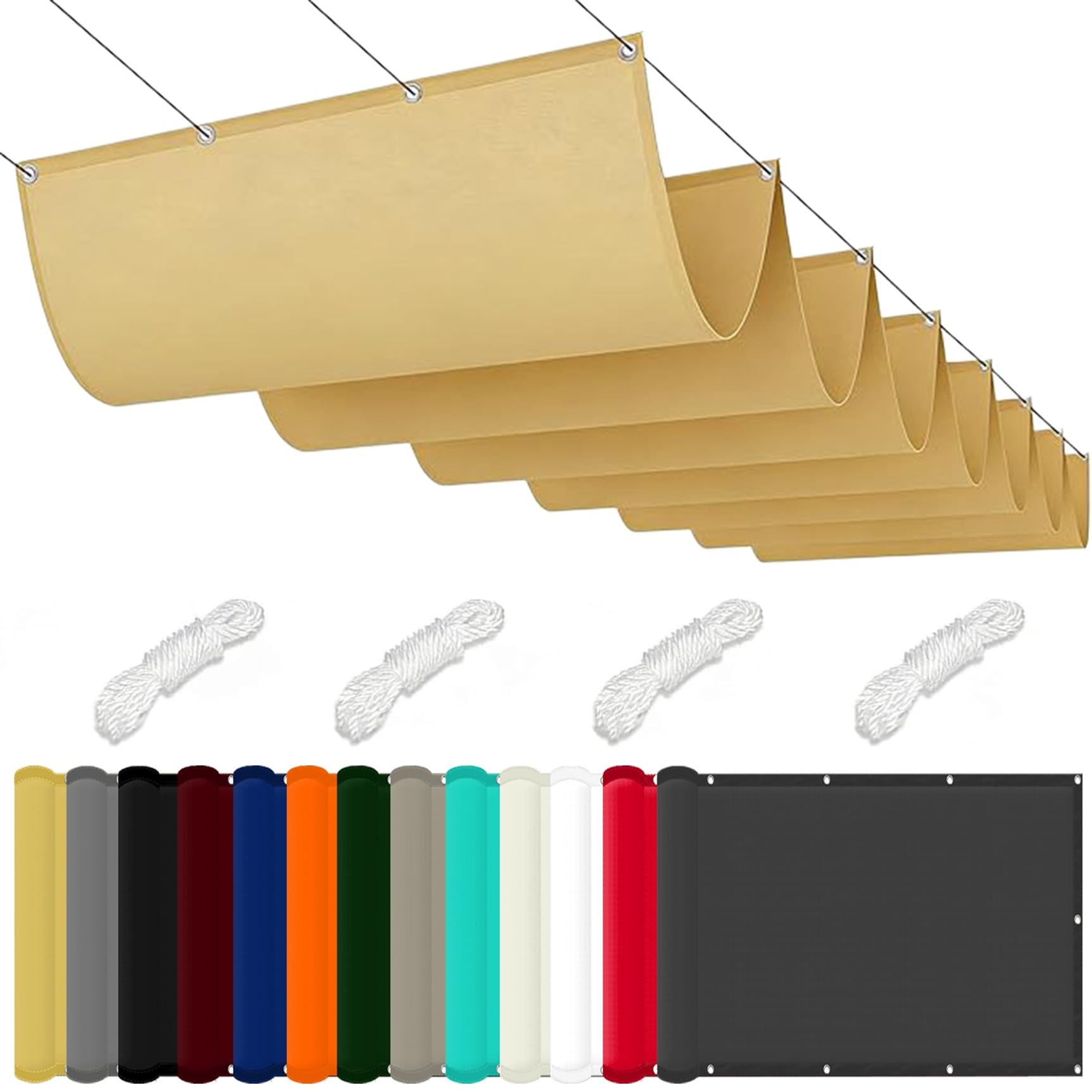 Voile d'ombrage jaune sable haute résistance et protection UV pour jardin