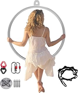 Aerial Hoop, Lyra Hoop, Aerial Rings Equipment, Single Point Yoga Hoop, Stainless Steel Aerial Hoop Set, for Erial Dancing Yoga Training Circus Props, With Aerial Rigging