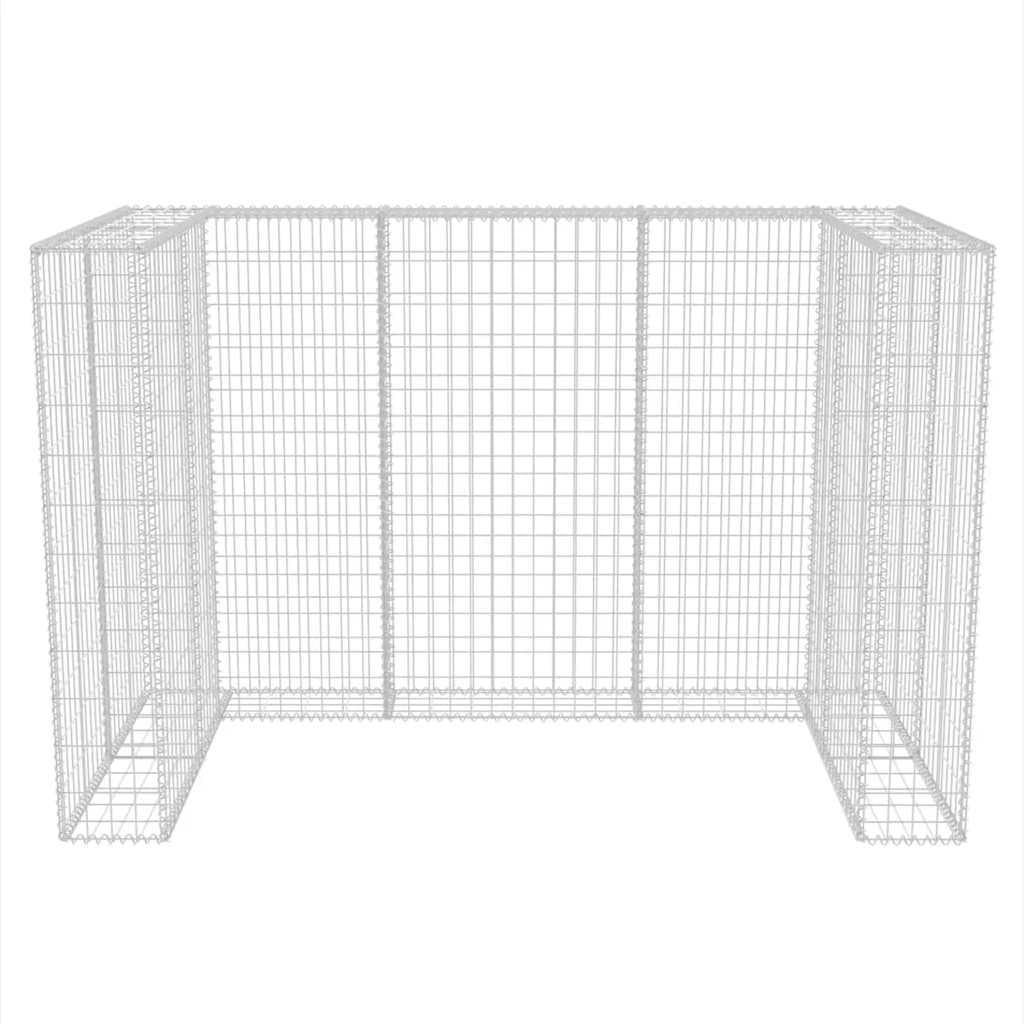 Générique Cadre à Gabion de Poubelle Double Acier 180 x 100 x 120 cm, Maison & Jardin, Produits ménagers, Accessoires pour conteneurs à déchets, Cache-conteneurs à déchets, Argent, (Poids 33.4KG)