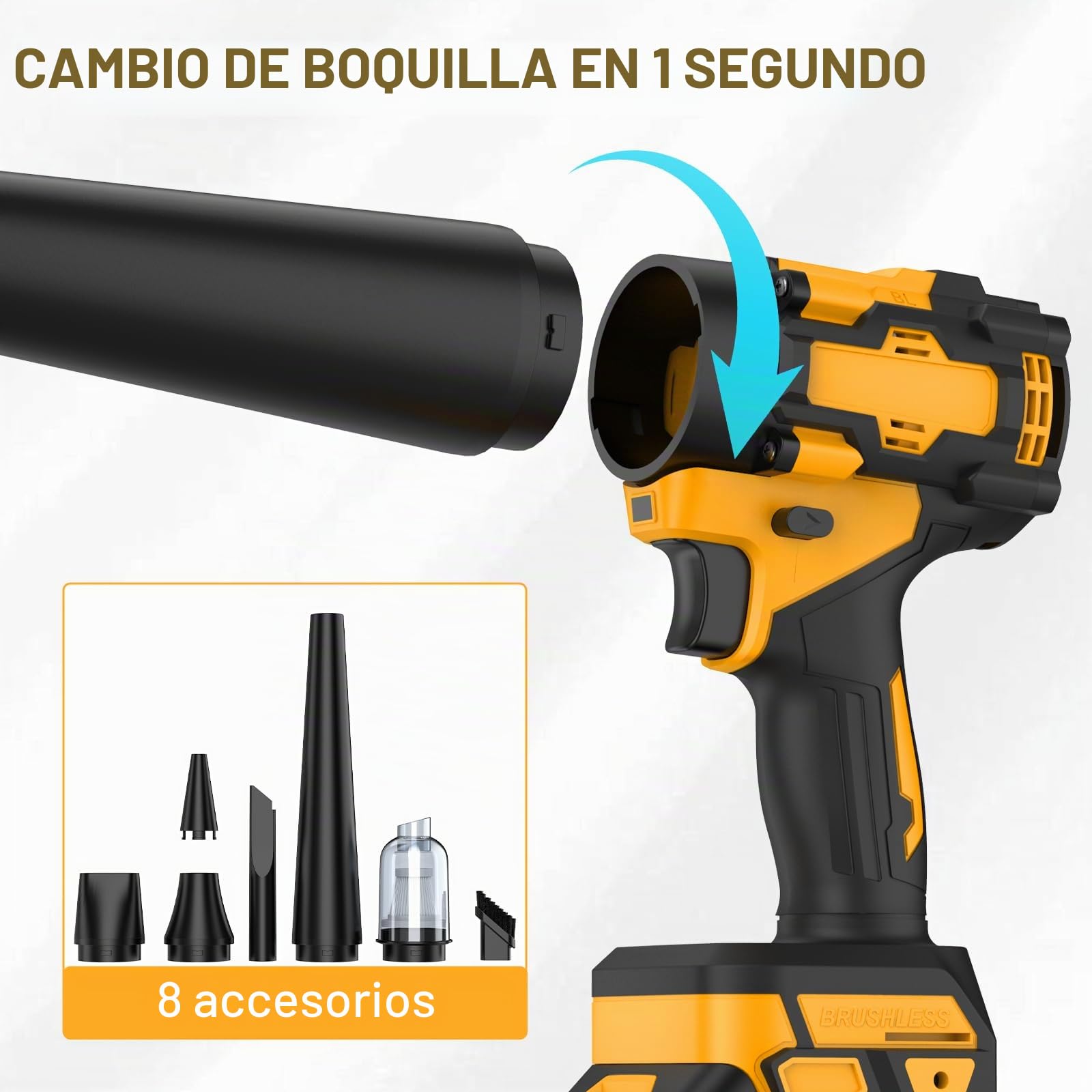 Soplador de batería turbo y aspiradora 2 en 1 para baterías Makita de 18 V, motor sin escobillas de 80.000 rpm, velocidad de aire de 600 m/s, potencia de succión de 11000 pa, soplador de hojas para