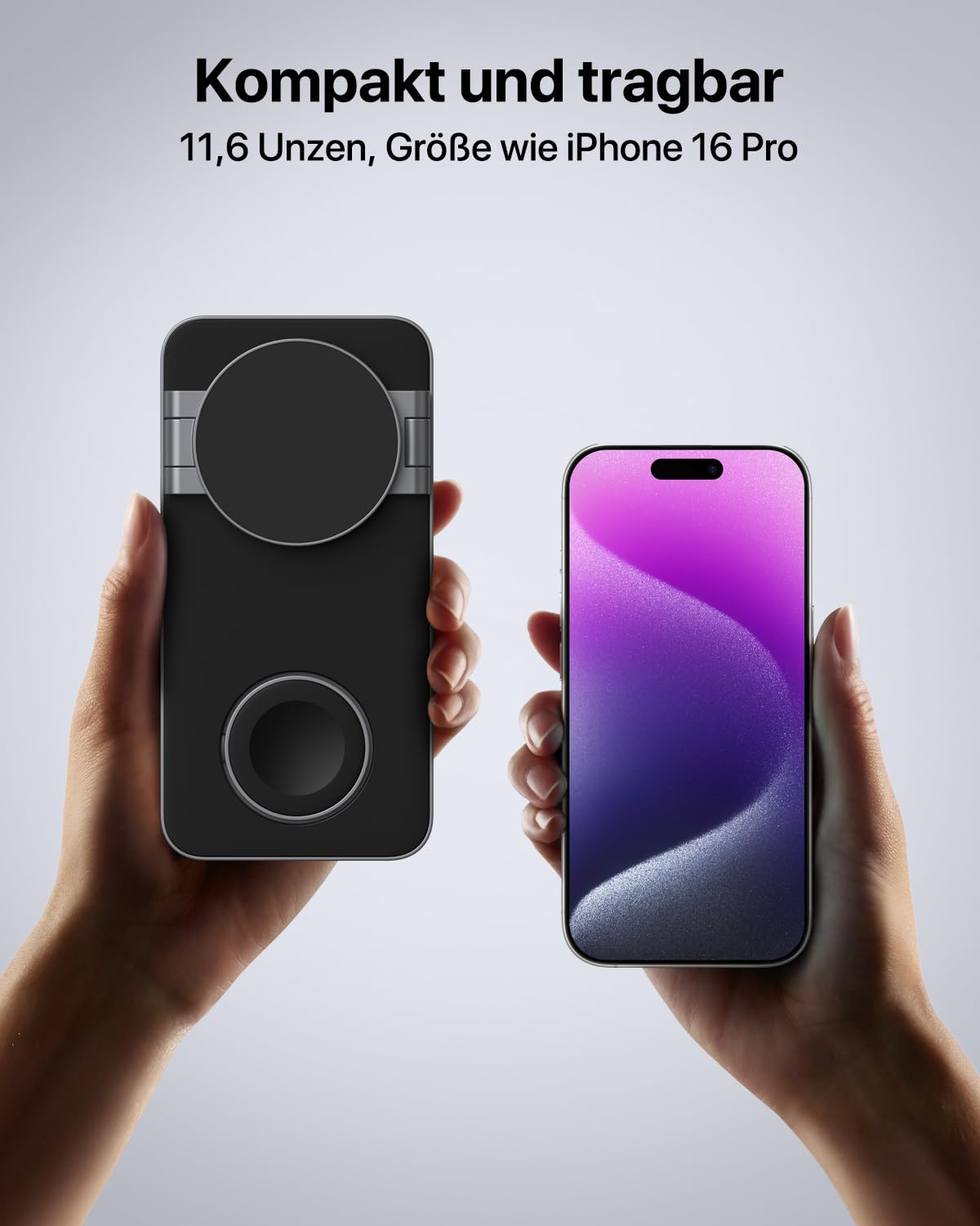 Induktive Ladestation Kompatibel mit Magsafe Ladegerät,QTlier 3 in 1 iPhone Ladestation für Air 17/16/15/14/13/12 Serie,20W Wireless Charger für Apple Watch 10/9/8/7/6/5/4/3 und AirPods (Tief Schwarz)