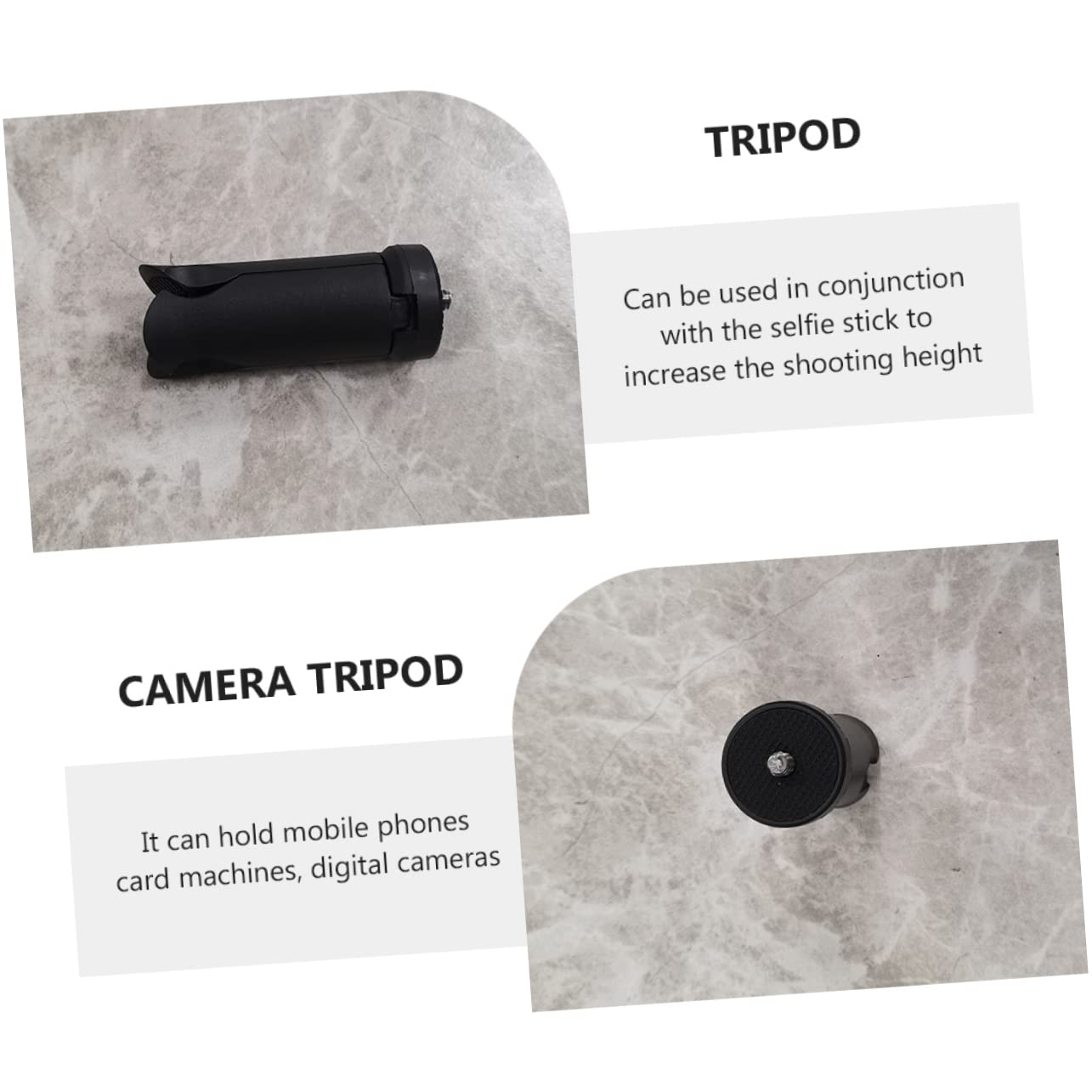 Lurrose Treppiede da Tavolo Pieghevole per Telefono e Fotocamera, 4 Pezzi, Abs, Interfaccia 1/4 Pollice, per Selfie e Riprese Video