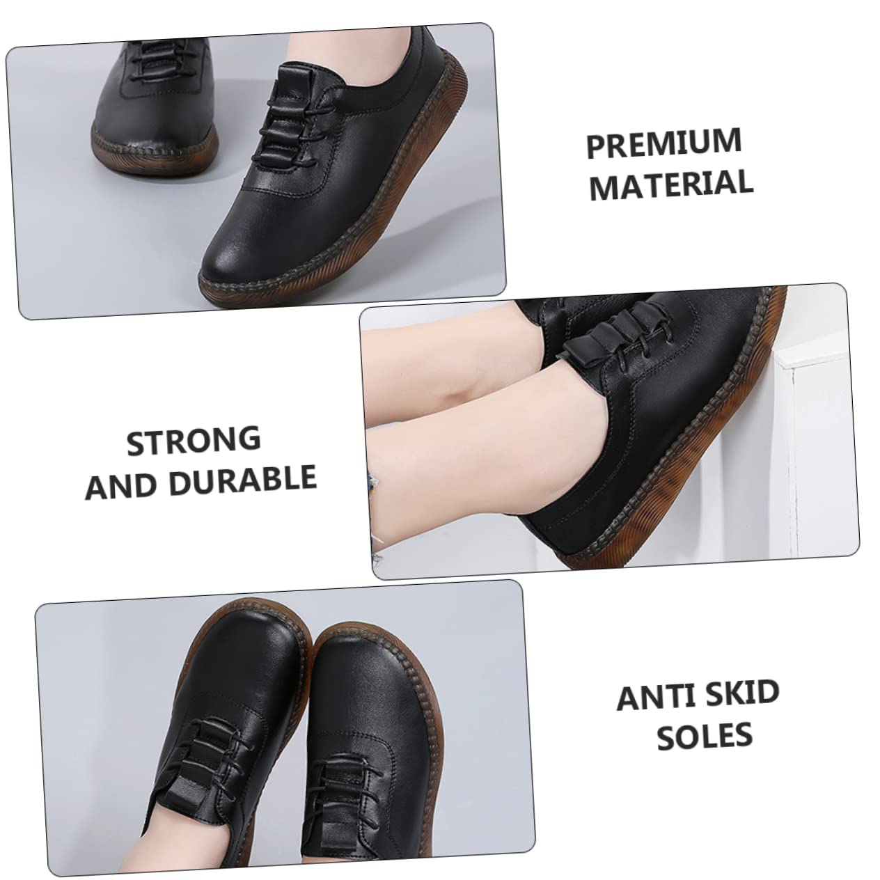 Zapatos De Cuero Perezosos Zapatos Casuales De Mujer De De Gimnasia para Mujer Mocasín para Mujer De Las Mujeres Superior: Cuero Genuino Black
