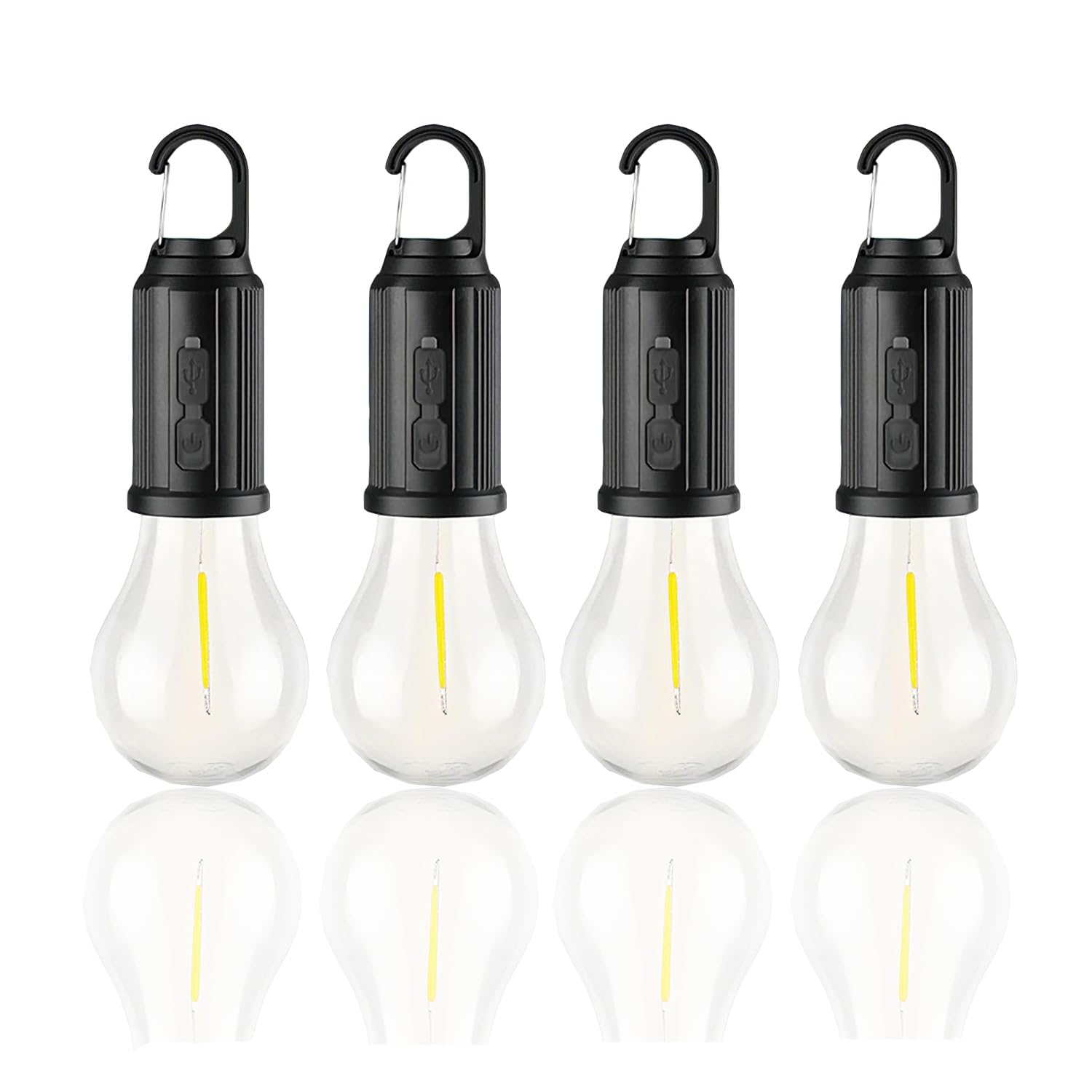 POCKETMAN 4 bombillas LED recargables Luz de camping portátil 3 modos de iluminación Adecuada para camping al aire libre, iluminación de jardín, emergencias por cortes de electricidad