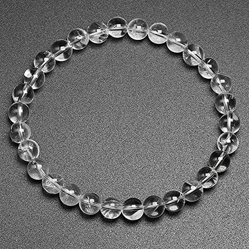 Bracelet en pierre naturelle quartz blanc clair extensible perles rondes femmes hommes