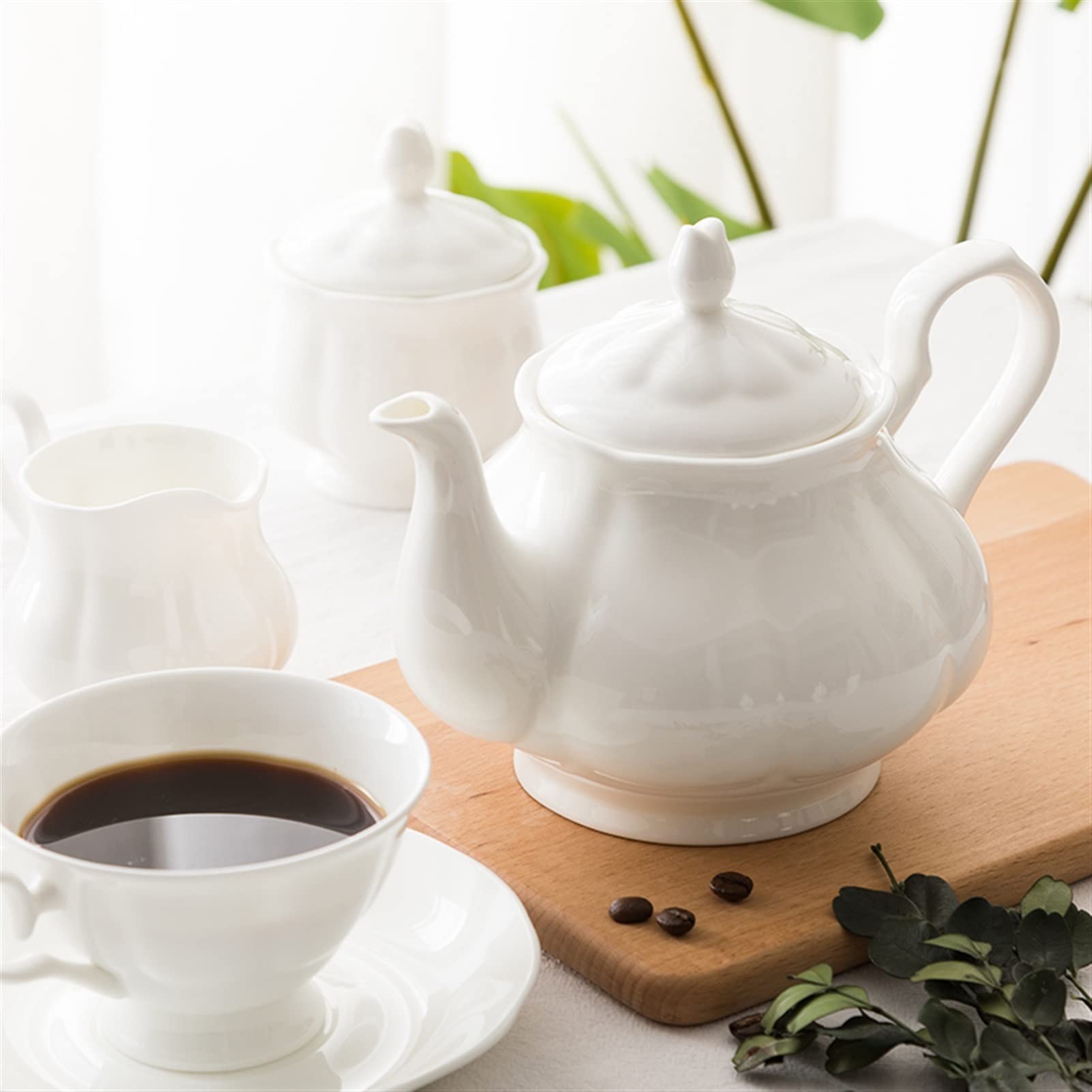 Czajnik 95 0ml Biały ceramiczny czajniczka domowa gospodarstwa domowego o dużą pojemności kawy popołudniowy herbata mleka czajniczka z filtrem Czajnik